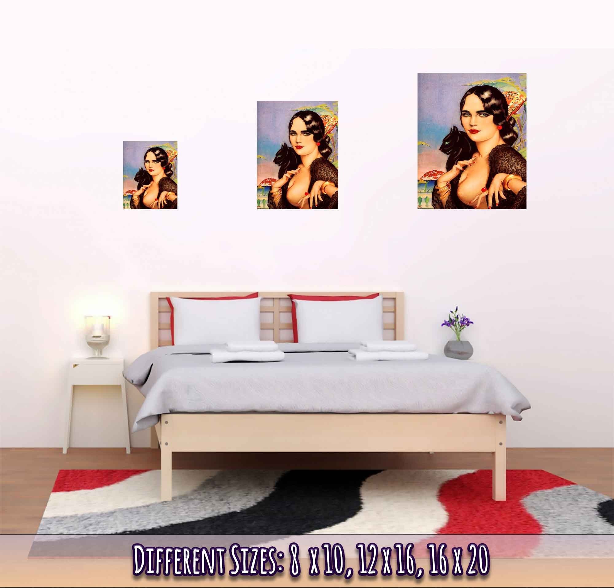 Vintage Pin Up Girl Poster, Alberto Vargas, Spanish Gypsy Black Cat - Vintage Art - Retro Pin Up Girl Print - 1928 - WallArtPrints4U