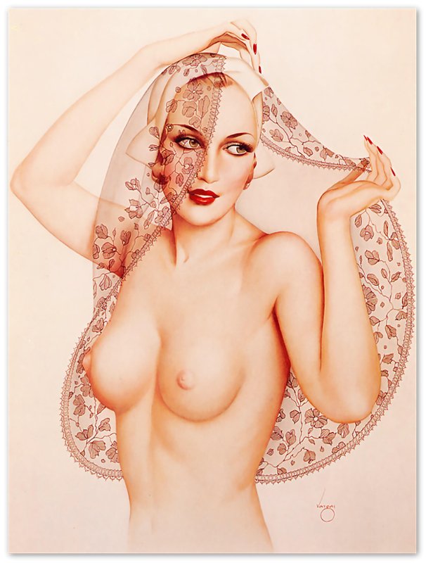 Vintage Pin Up Girl Poster, Alberto Vargas, Topless Pin Up - Vintage Art - Retro Pin Up Girl Print - Late 1940'S - 1950'S - WallArtPrints4U