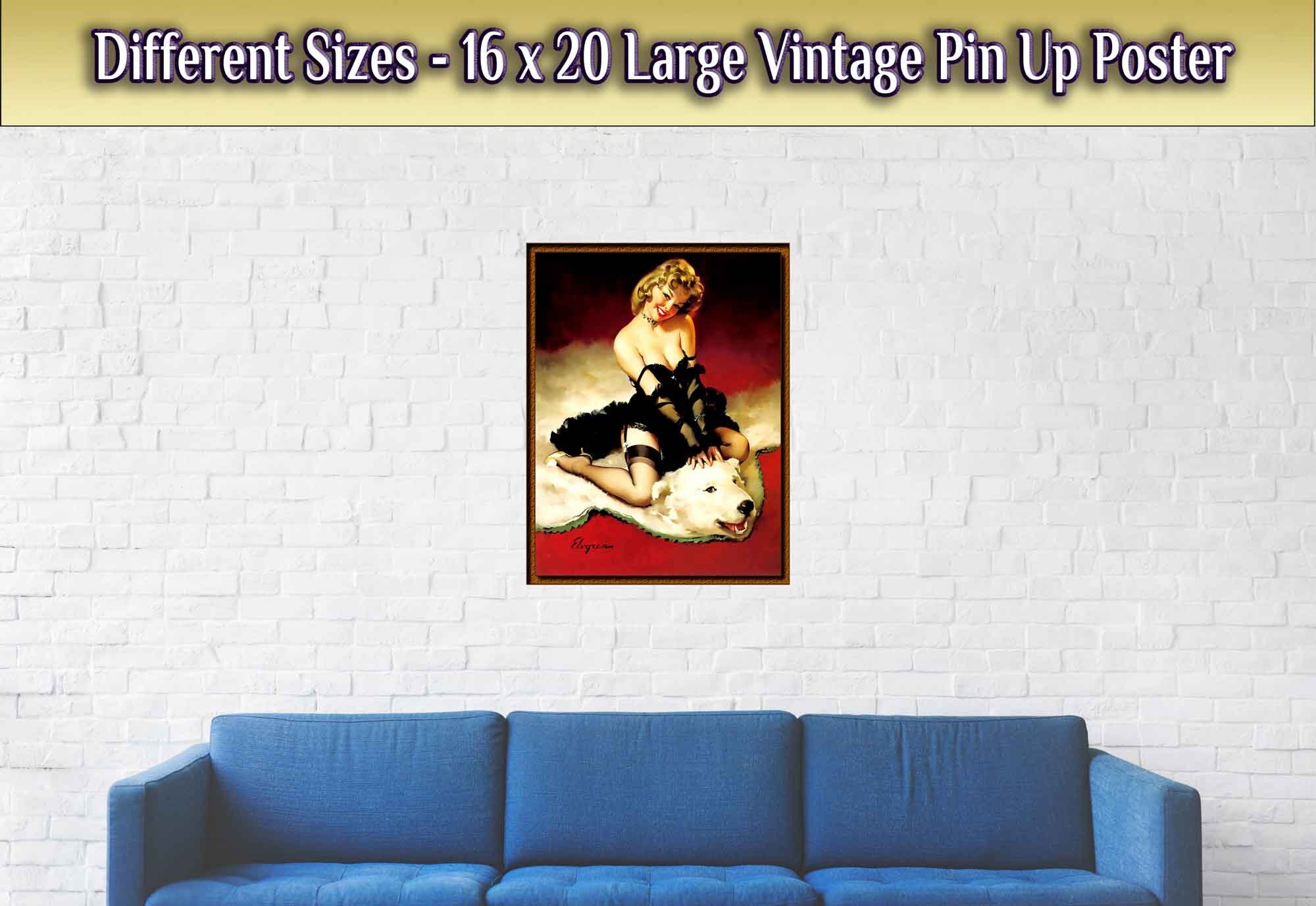 Vintage Pin Up Girl Poster, Gil Elvgren, Bear Skin Rug - Vintage Art - Retro Pin Up Girl Print - Late 1940'S - 1950'S - WallArtPrints4U