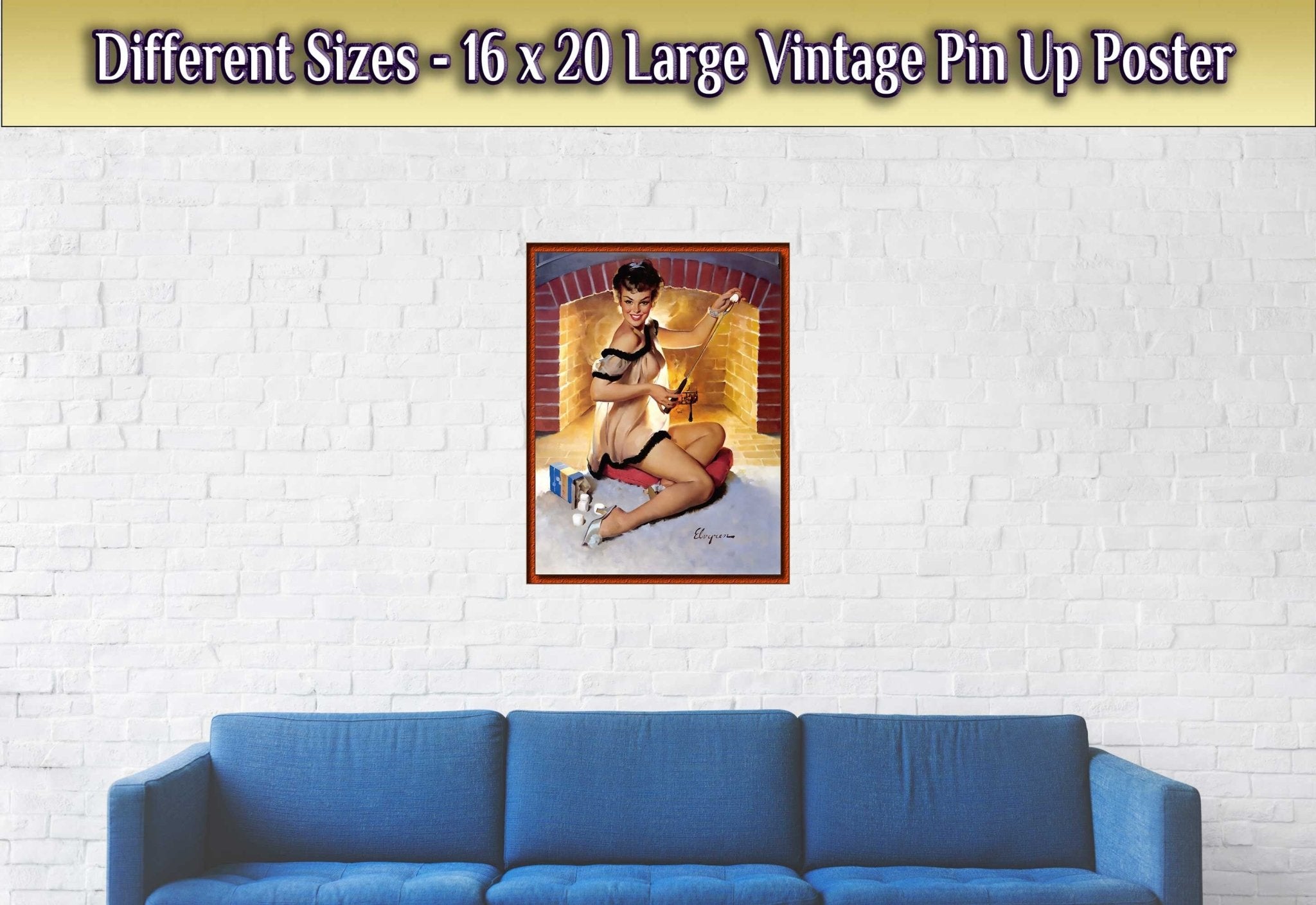 Vintage Pin Up Girl Poster, Gil Elvgren, See Through Nightie Fireside - Vintage Art - Retro Pin Up Girl Print - Late 1940'S - 1950'S - WallArtPrints4U