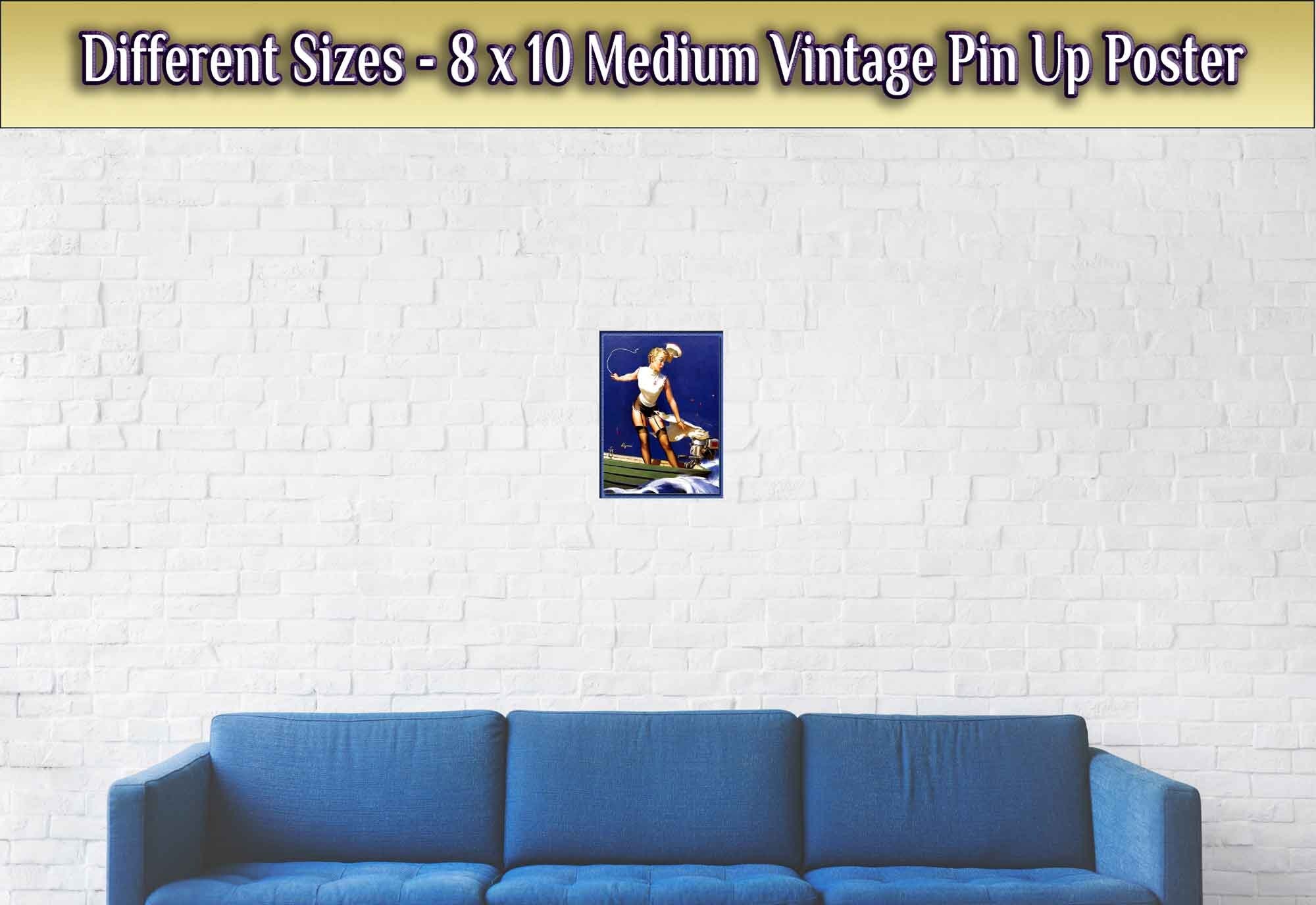 Vintage Pin Up Girl Poster, Gil Elvgren, Skirt Caught Motor - Vintage Art - Retro Pin Up Girl Print - Late 1940'S - 1950'S - WallArtPrints4U