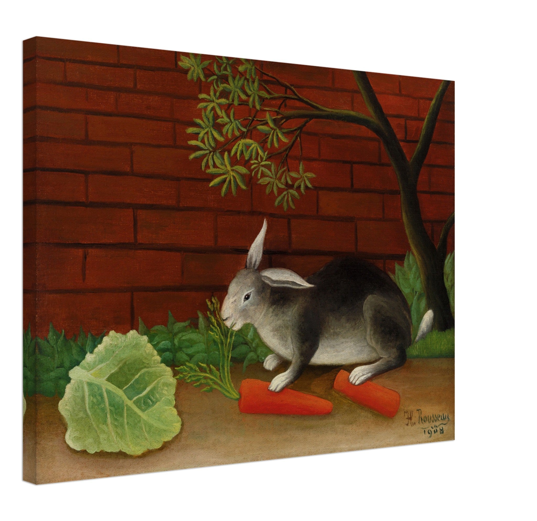 Vintage Rabbit Canvas Henri Rousseau Canvas Print The Rabbits Meal, Le Repas Du Lapin Canvas Print 1908 - WallArtPrints4U