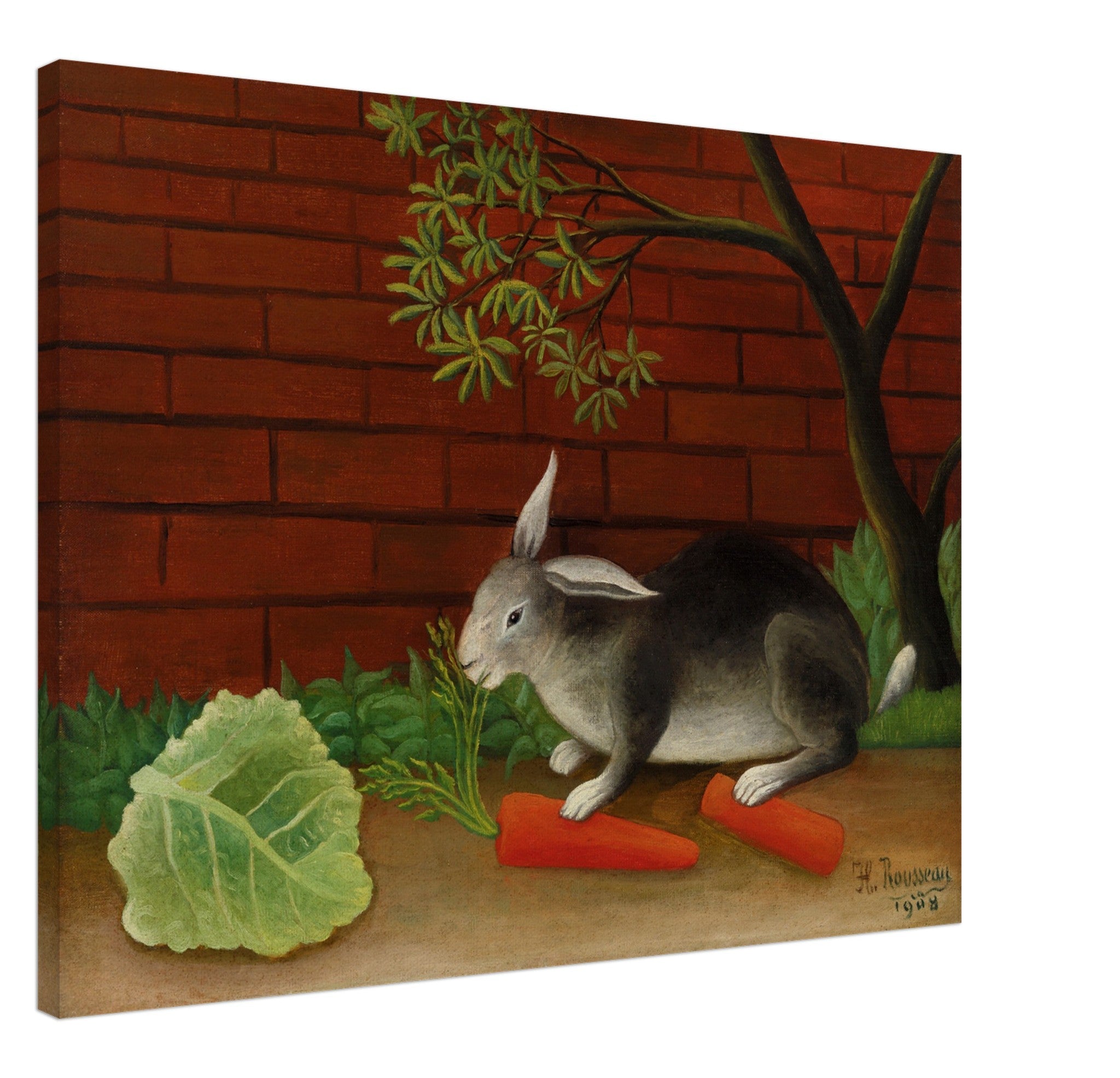 Vintage Rabbit Canvas Henri Rousseau Canvas Print The Rabbits Meal, Le Repas Du Lapin Canvas Print 1908 - WallArtPrints4U