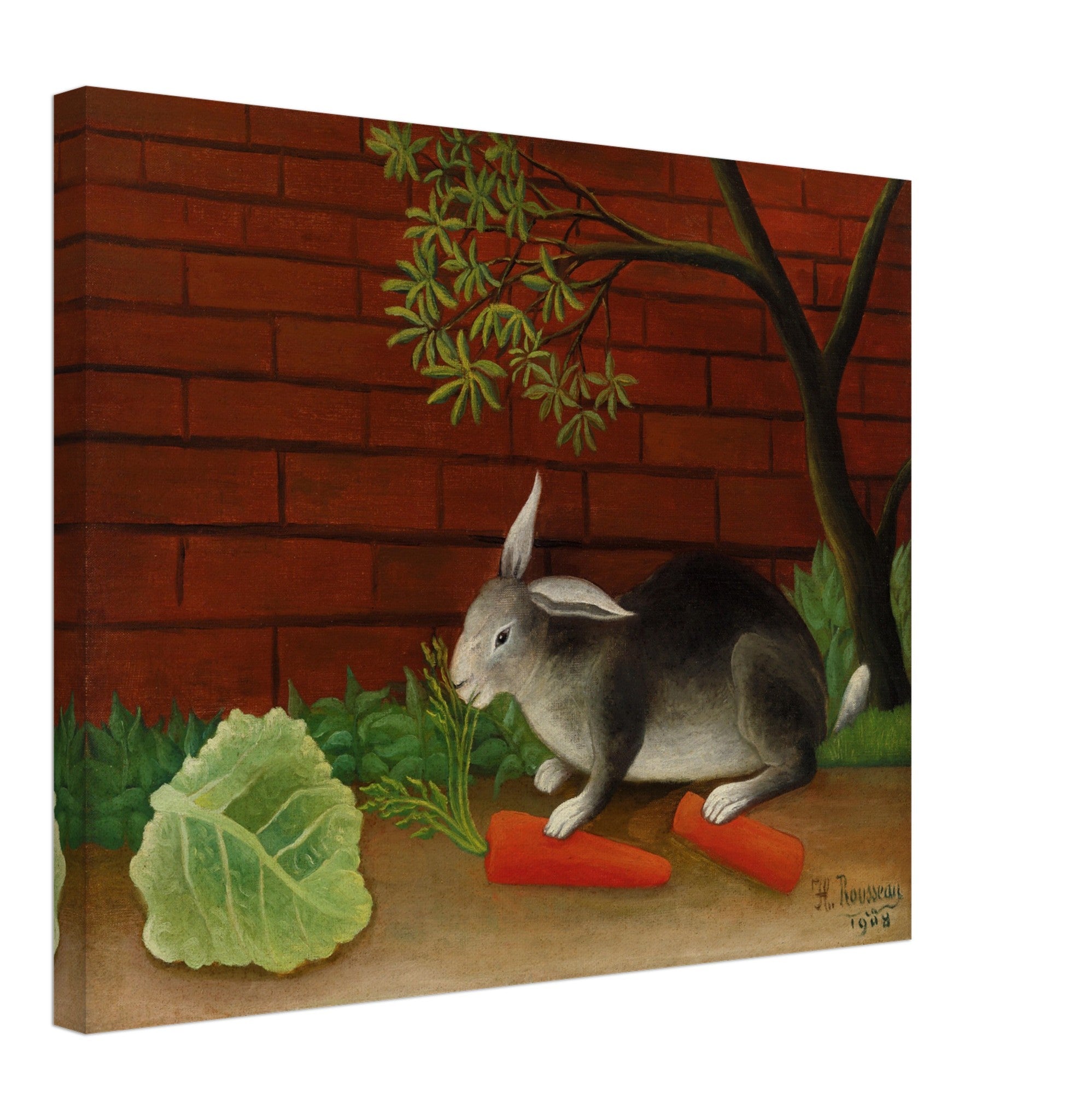 Vintage Rabbit Canvas Henri Rousseau Canvas Print The Rabbits Meal, Le Repas Du Lapin Canvas Print 1908 - WallArtPrints4U