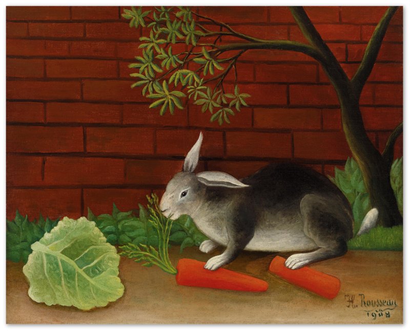 Vintage Rabbit Poster Henri Rousseau Print The Rabbits Meal, Le Repas Du Lapin Print 1908 - WallArtPrints4U