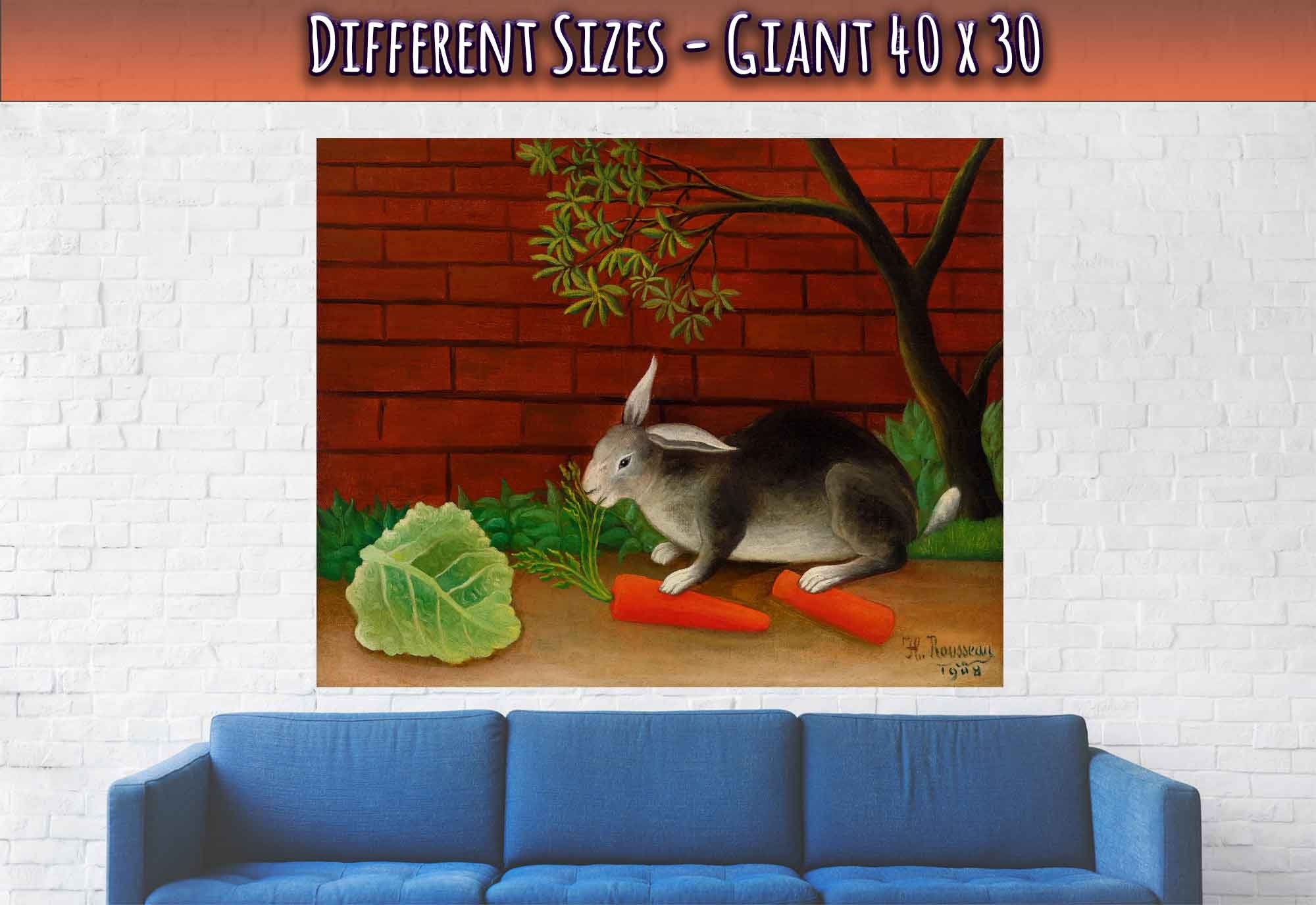 Vintage Rabbit Poster Henri Rousseau Print The Rabbits Meal, Le Repas Du Lapin Print 1908 - WallArtPrints4U