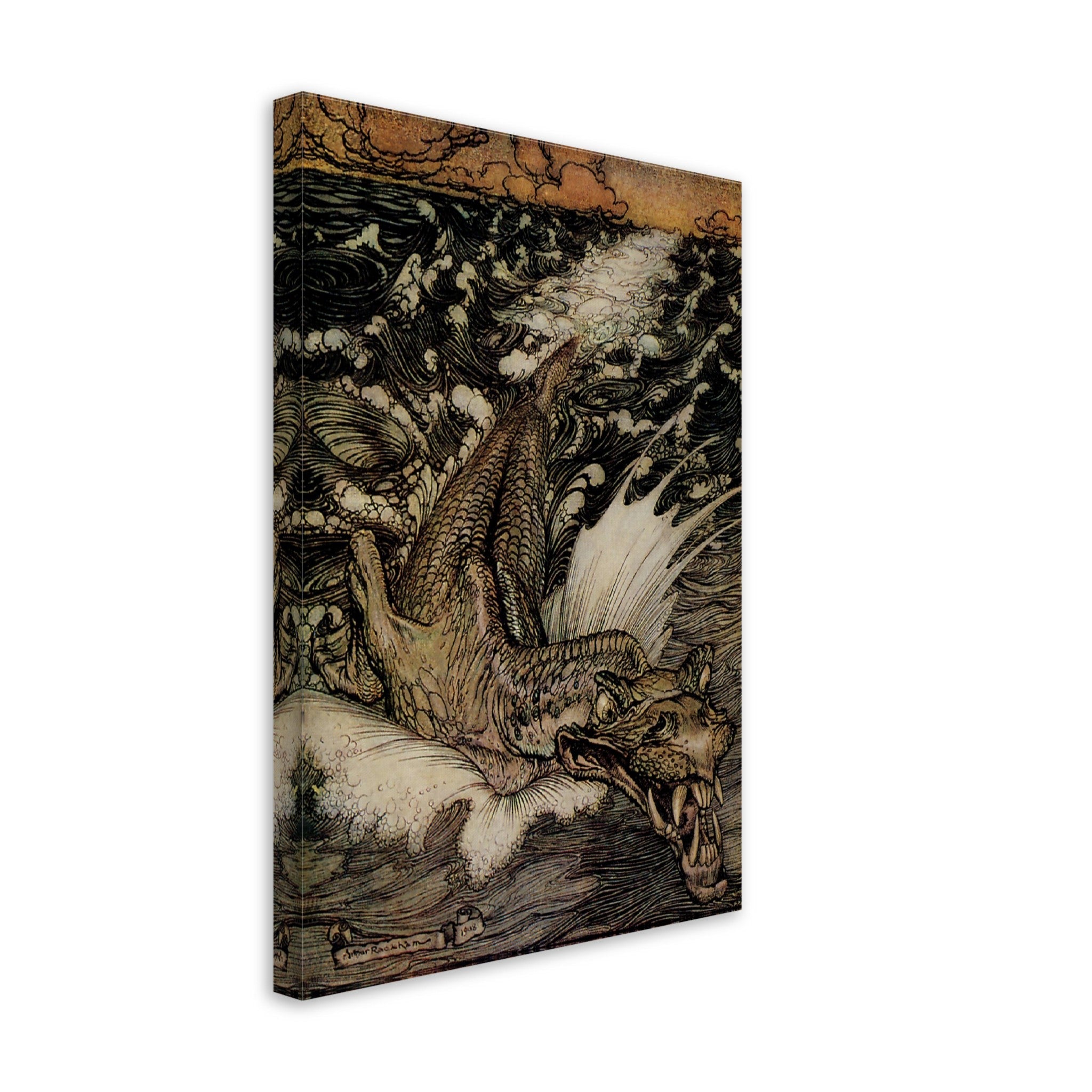 Vintage Sea Monster Canvas Print - Arthur Rackham Leviathan Sea Dragon - Arthur Rackham Canvas - WallArtPrints4U