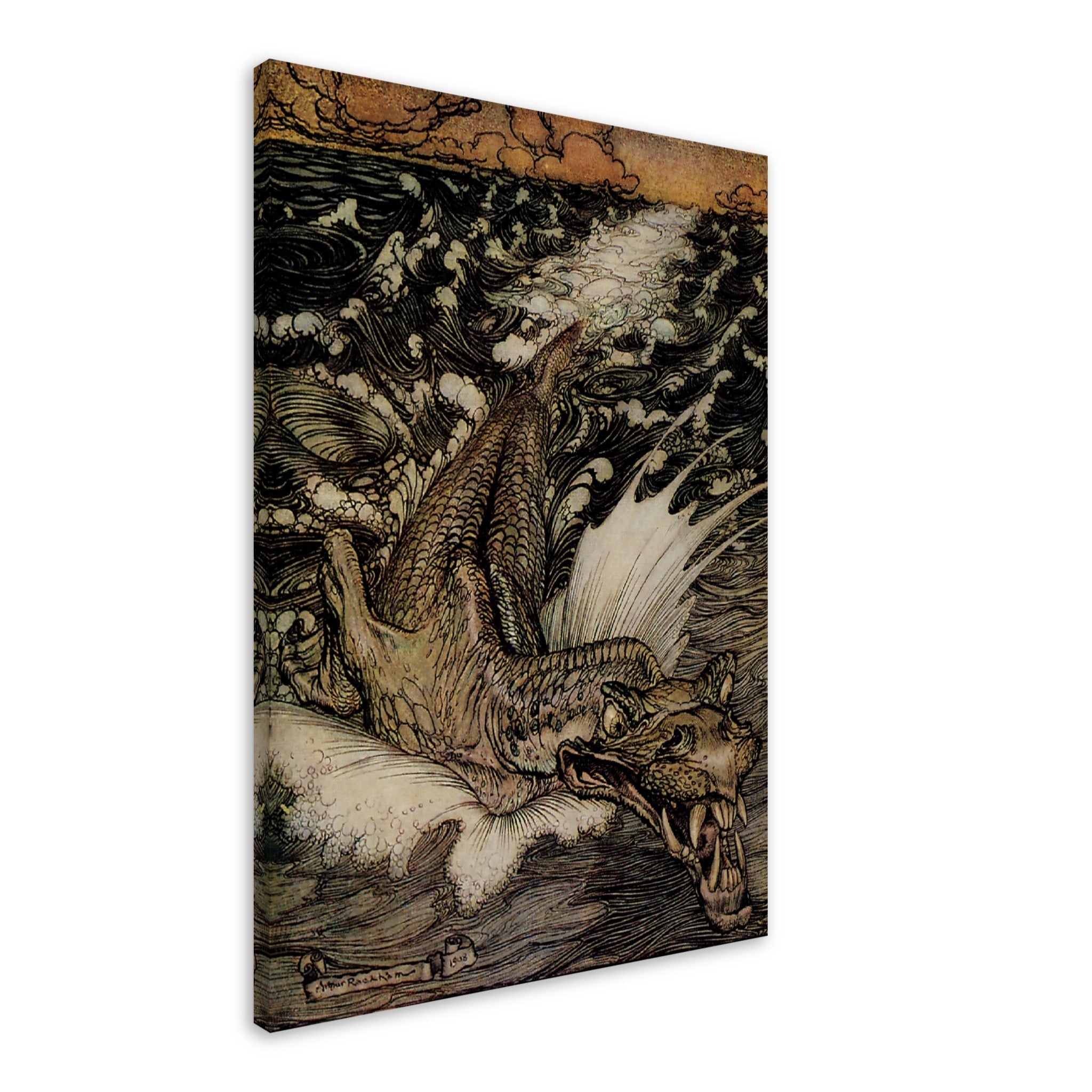 Vintage Sea Monster Canvas Print - Arthur Rackham Leviathan Sea Dragon - Arthur Rackham Canvas - WallArtPrints4U