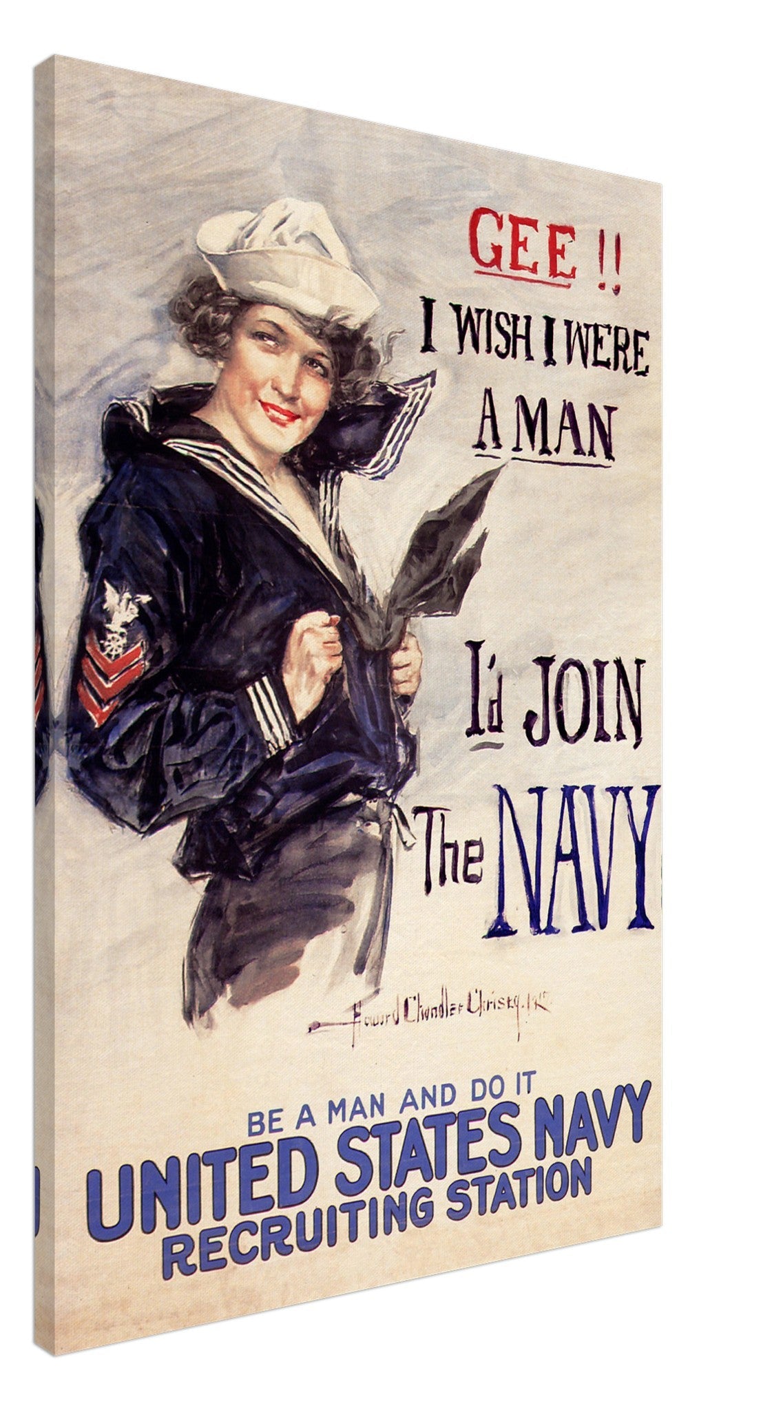 Vintage Sexist Canvas, World War 1 Propaganda Canvas Print, Us Navy Recruitment Vintage Canvas 1917 - WallArtPrints4U