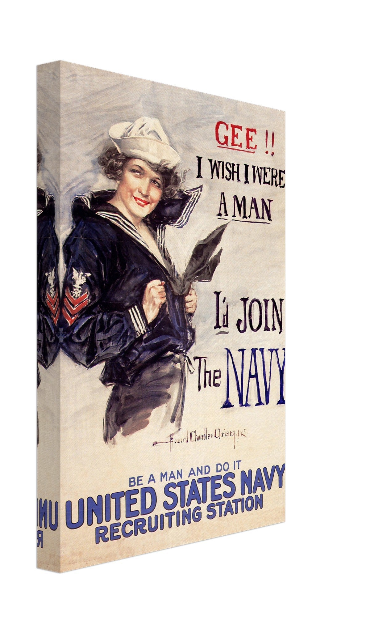 Vintage Sexist Canvas, World War 1 Propaganda Canvas Print, Us Navy Recruitment Vintage Canvas 1917 - WallArtPrints4U