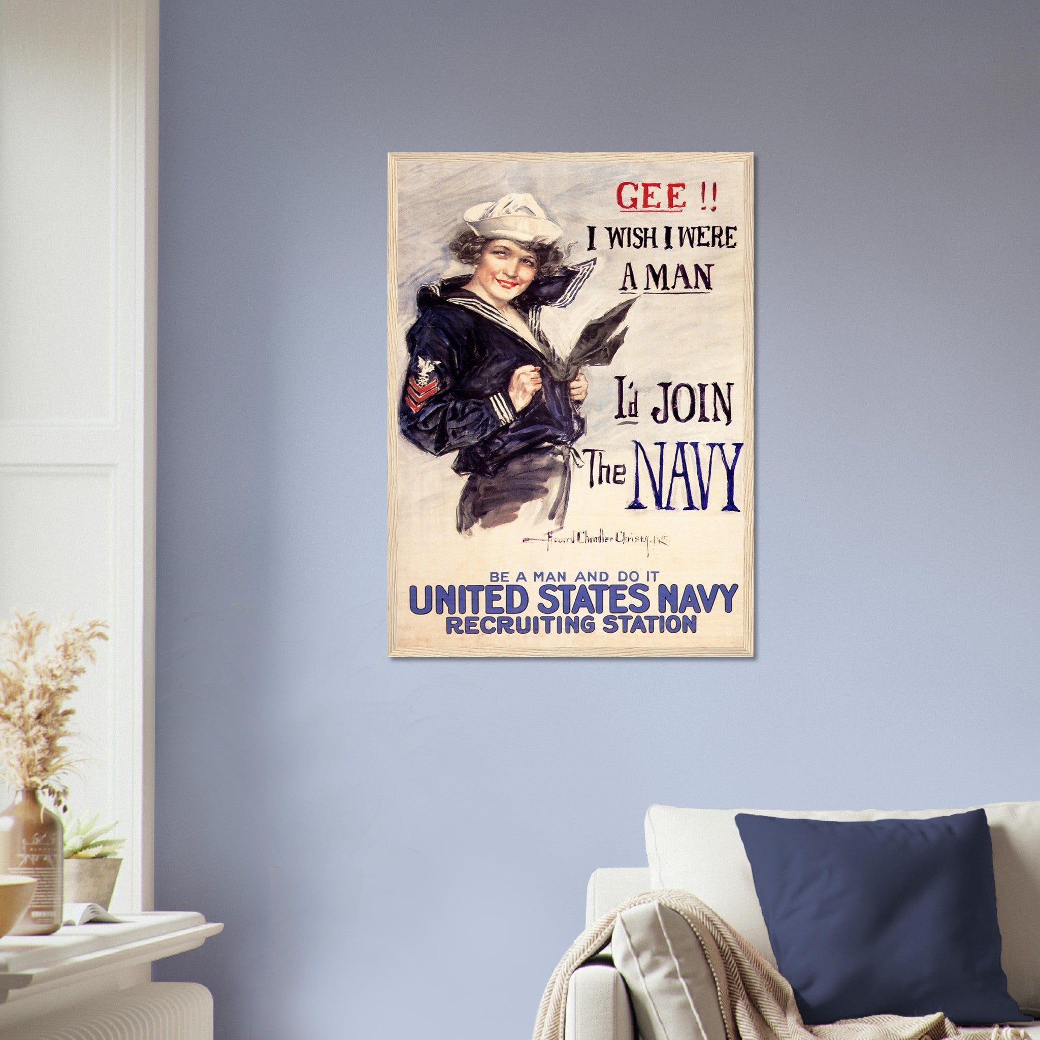 Vintage Sexist Framed, World War 1 Propaganda Framed Print, Us Navy Recruitment Vintage Framed 1917 - WallArtPrints4U