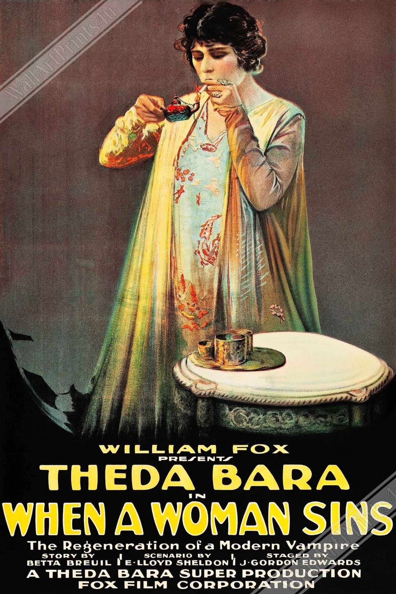 Vintage Theda Bara Canvas, Vintage Movie Photo 1915 When A Woman Sins Theda Bara Canvas Print - WallArtPrints4U