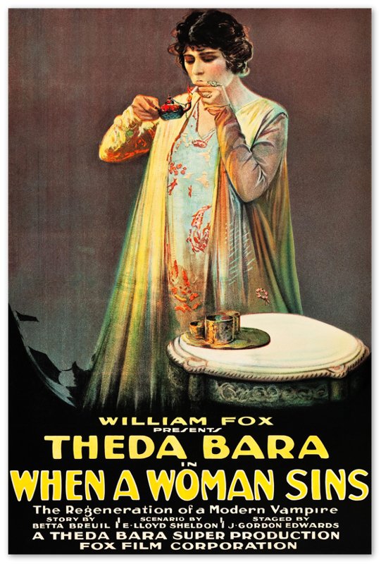 Vintage Theda Bara Poster, Vintage Movie Photo 1915 When A Woman Sins Theda Bara Print - WallArtPrints4U
