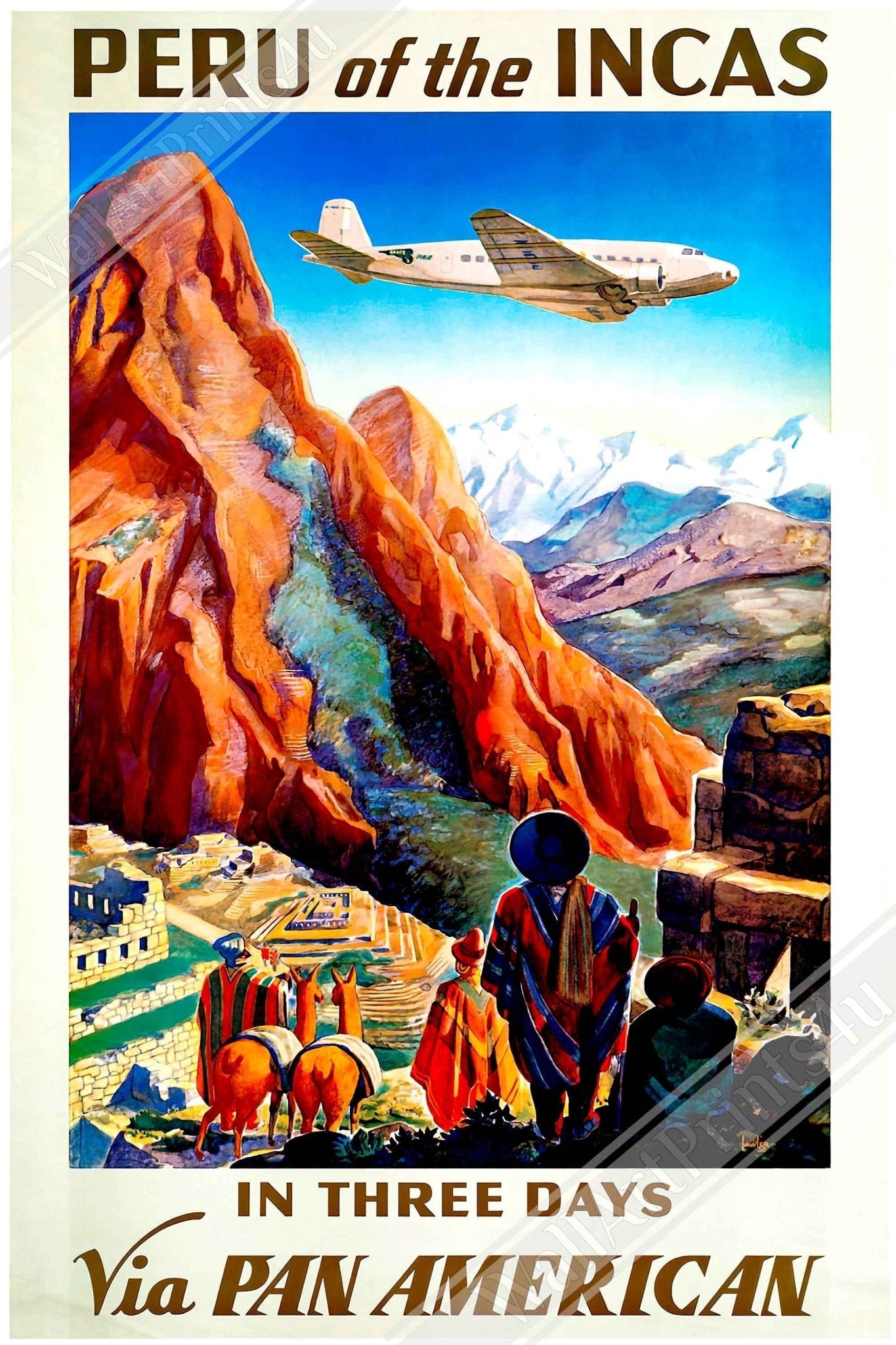 Vintage Travel Framed Peru - Peru Of The Incas - Travel Framed Print Peru - WallArtPrints4U