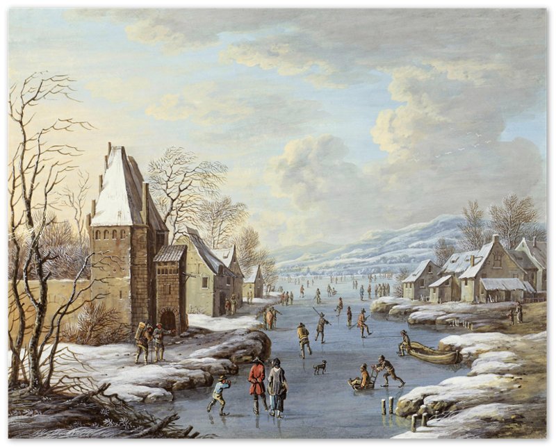 Vintage Winter Poster, Christmas Scene Print, Barabara Regina Dietzsch - WallArtPrints4U