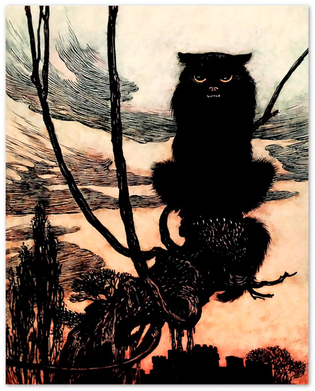 Vintage Witches Cat Poster - Arthur Rackham Witches Cat - Arthur Rackham Print - WallArtPrints4U