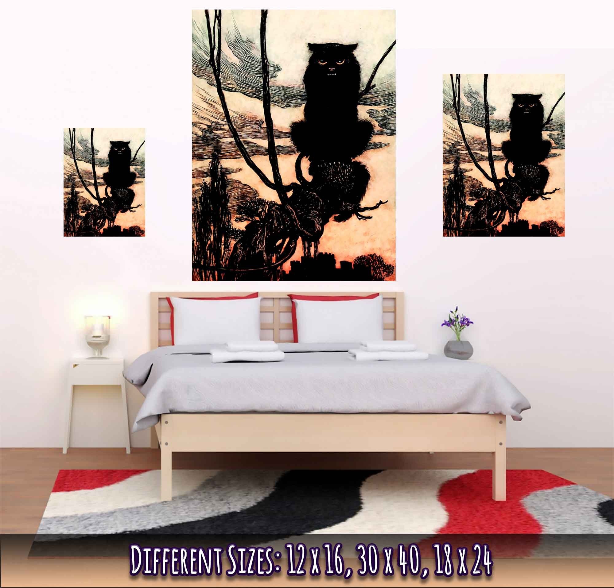 Vintage Witches Cat Poster - Arthur Rackham Witches Cat - Arthur Rackham Print - WallArtPrints4U