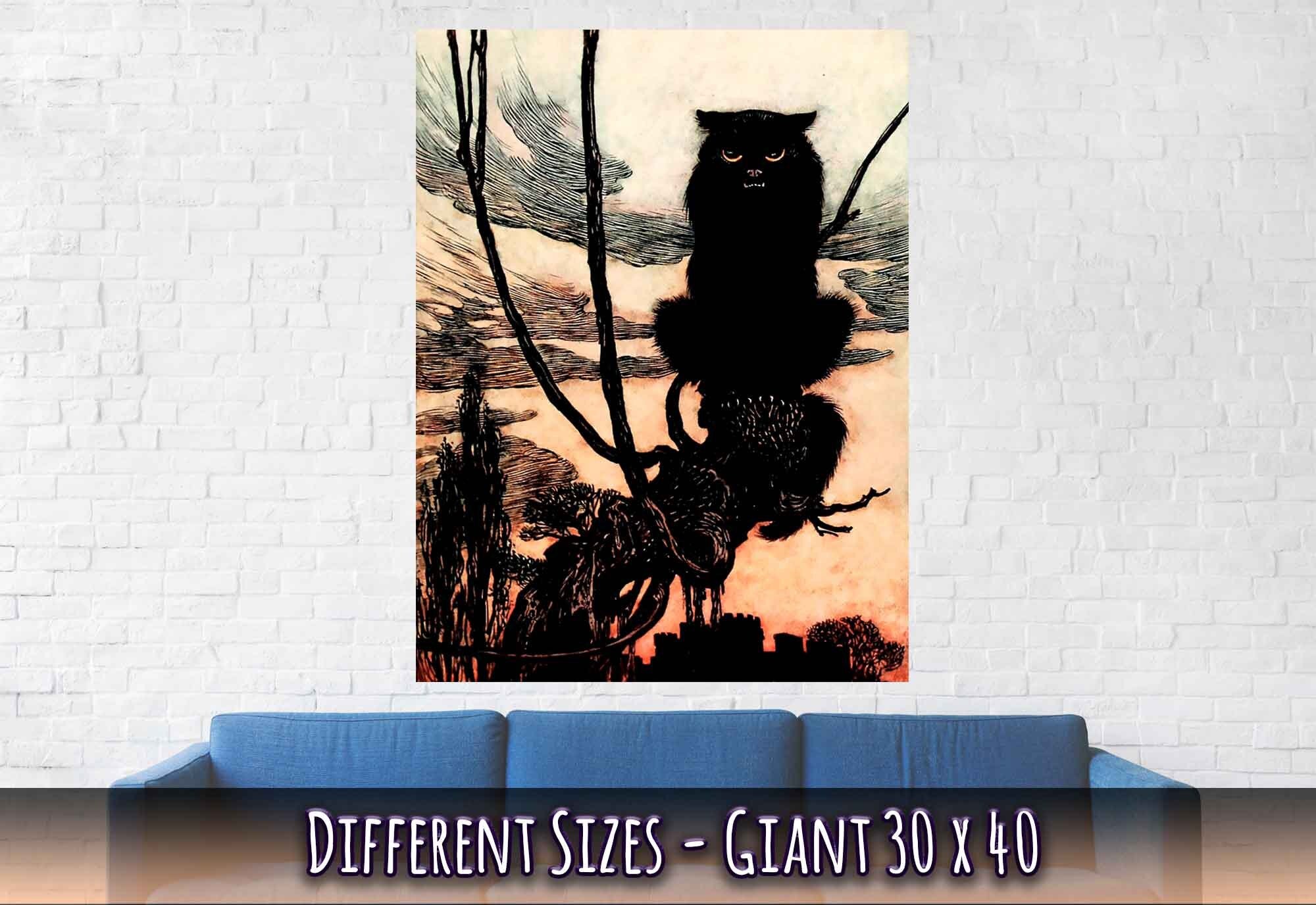 Vintage Witches Cat Poster - Arthur Rackham Witches Cat - Arthur Rackham Print - WallArtPrints4U