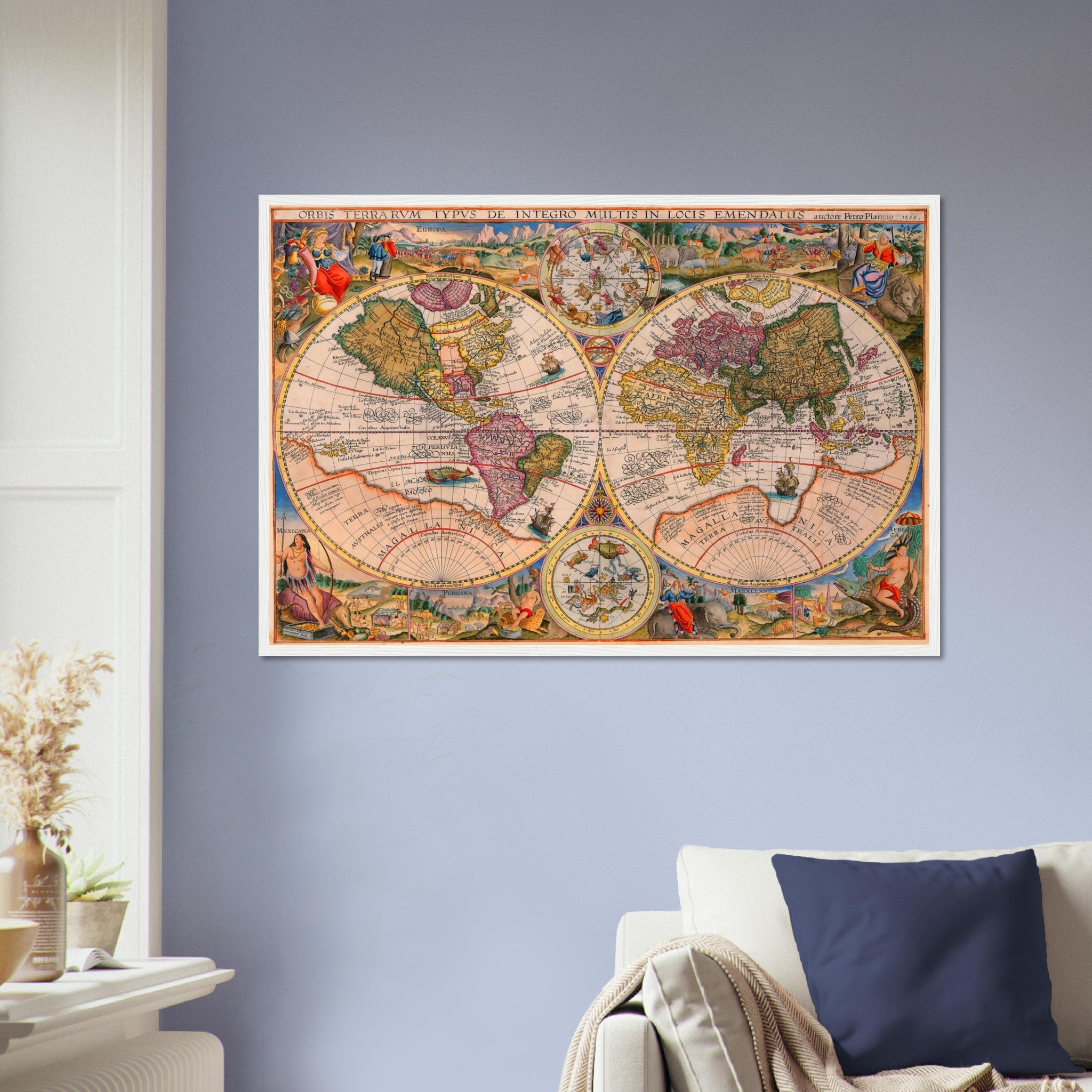 Vintage World Map Framed, Old World Map Framed Print From 1594, Vintage Map Wall Art - Orbis Terrarum - WallArtPrints4U