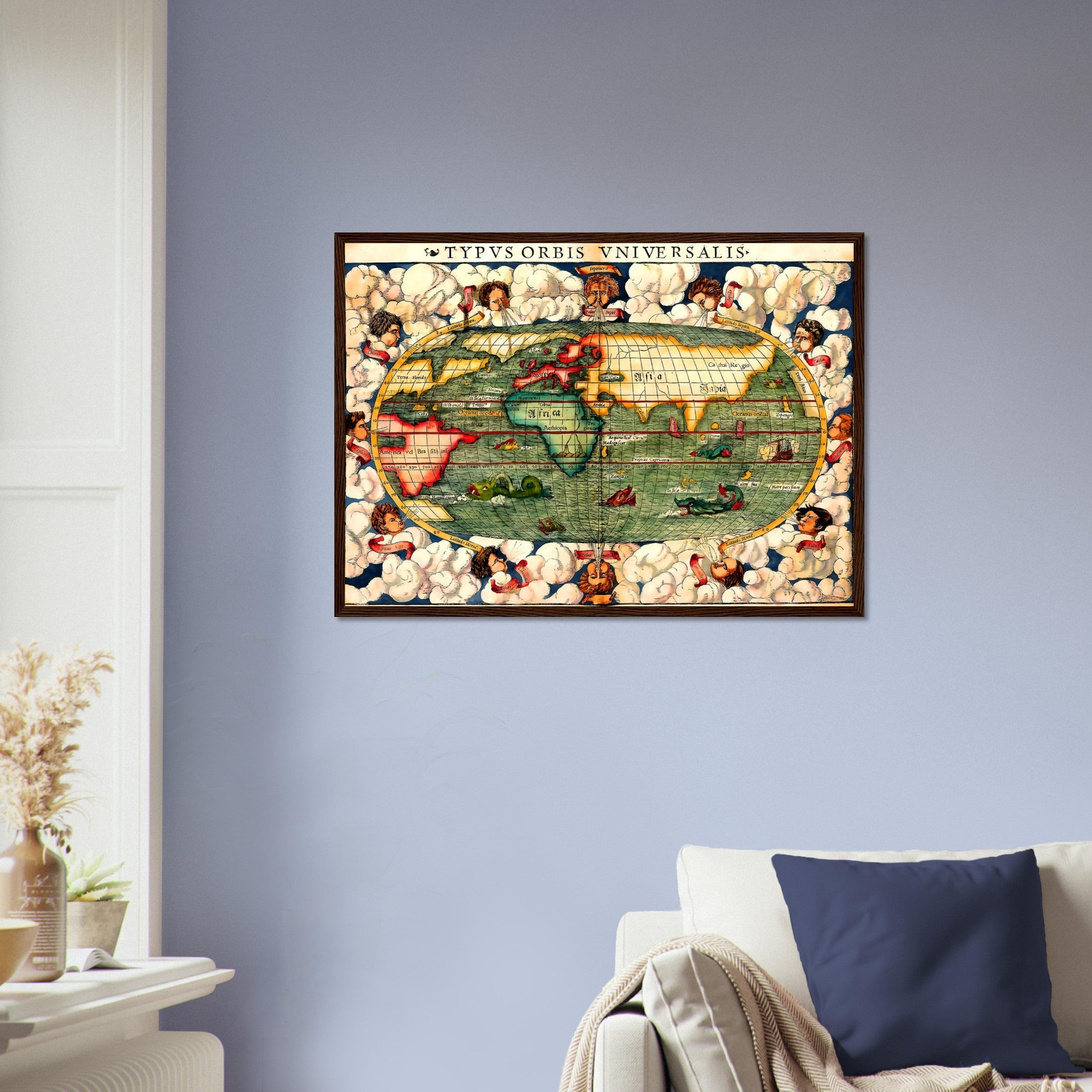 Vintage World Map Framed, Rare World Map Framed Print From 1550, Typus Orbis Universalis Sebastian Munster - WallArtPrints4U