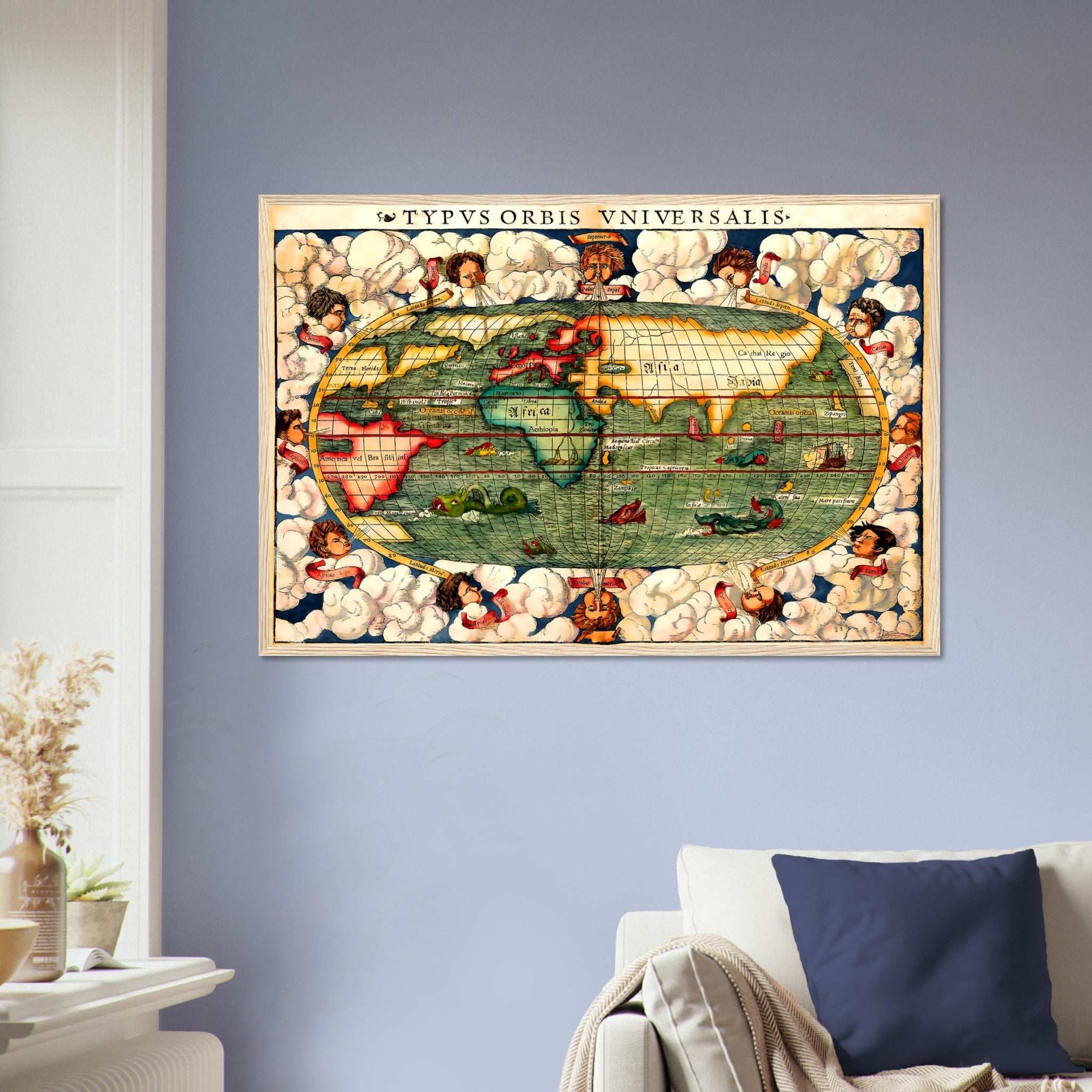 Vintage World Map Framed, Rare World Map Framed Print From 1550, Typus Orbis Universalis Sebastian Munster - WallArtPrints4U