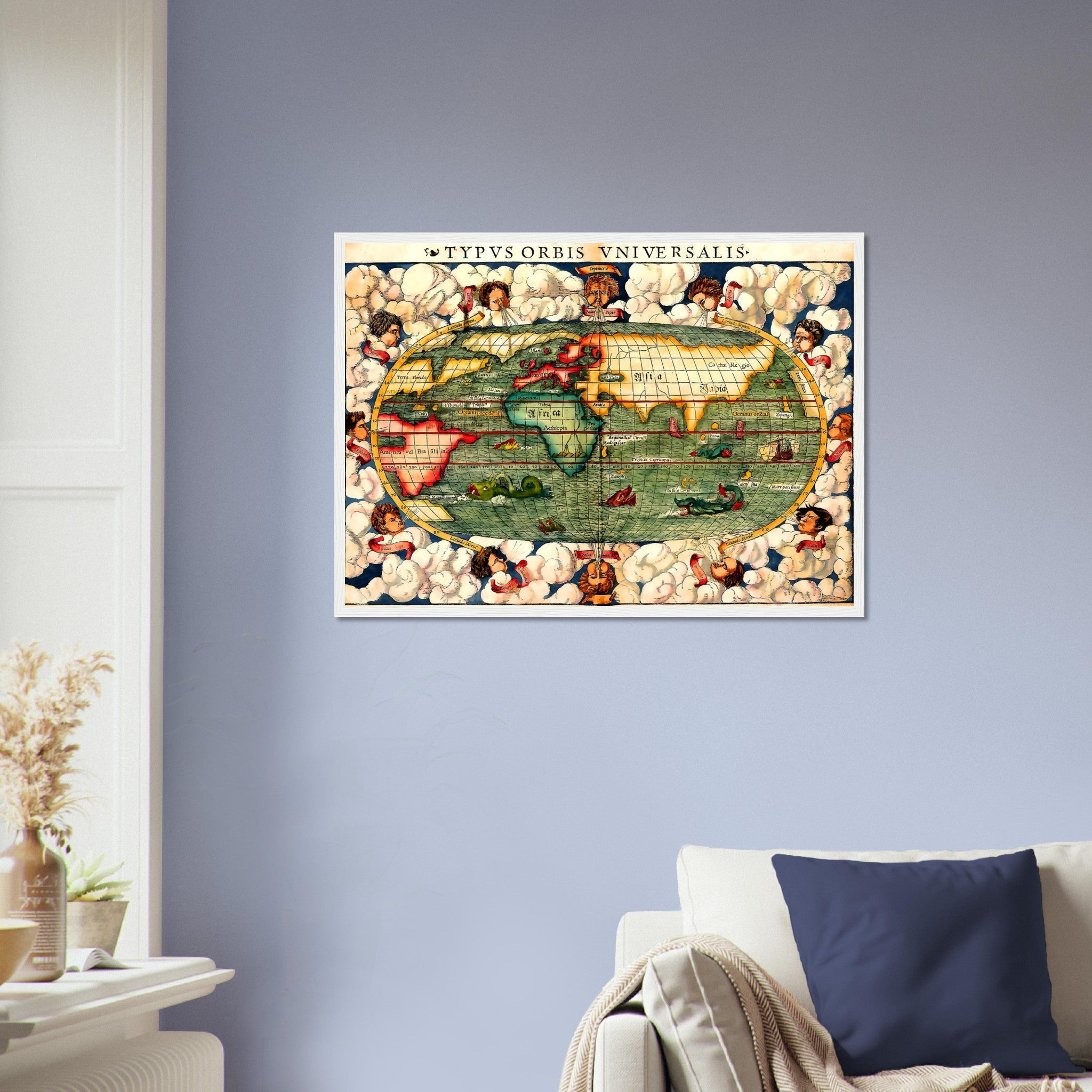 Vintage World Map Framed, Rare World Map Framed Print From 1550, Typus Orbis Universalis Sebastian Munster - WallArtPrints4U