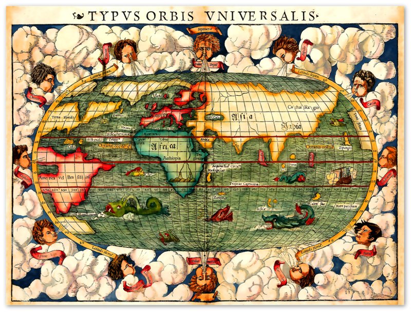 Vintage World Map Poster, Rare World Map Print From 1550, Typus Orbis Universalis Sebastian Munster - WallArtPrints4U