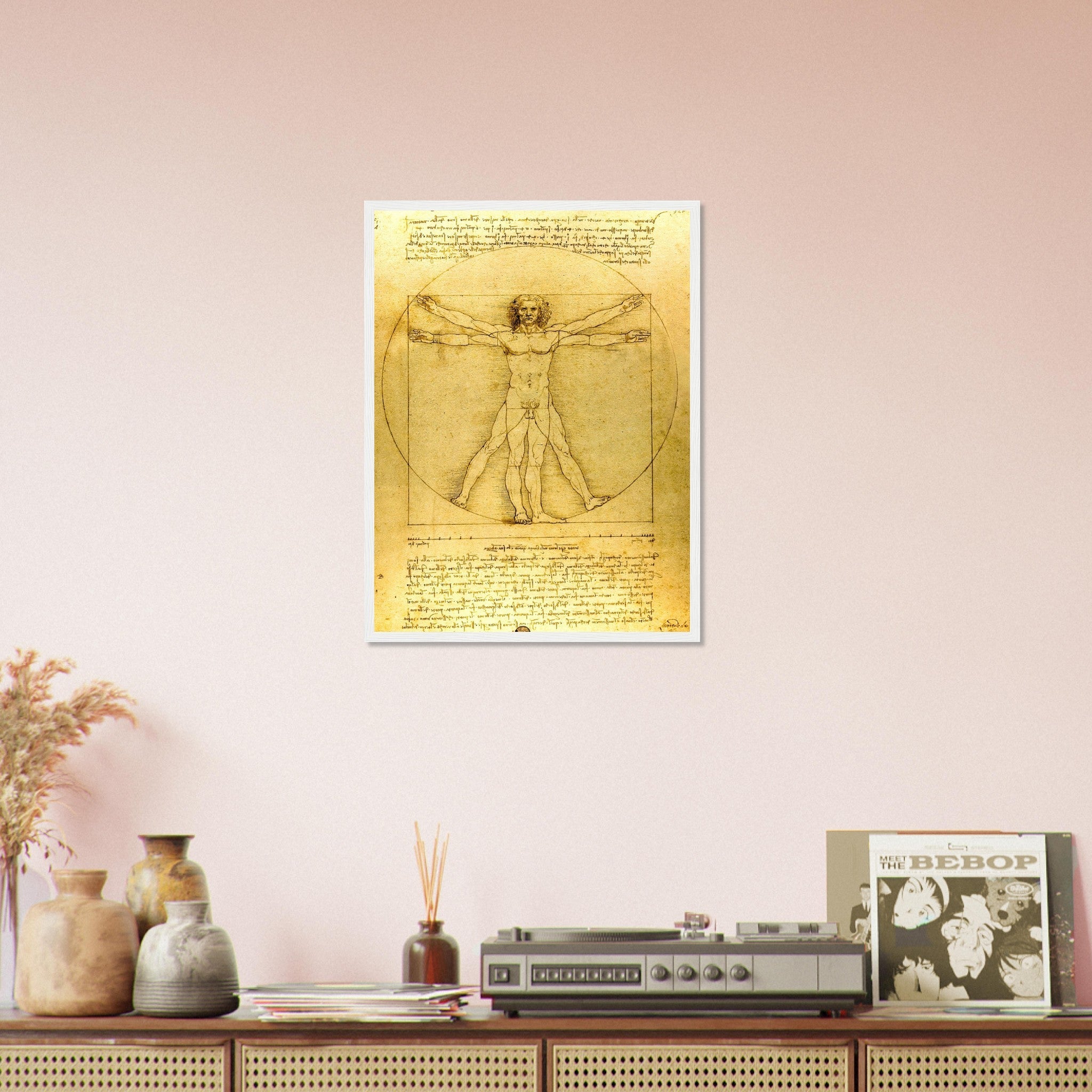 Vitruvian Man Framed Print, Leonardo Da Vinci 1490, Vintage Vitruvian Man Framed Print - WallArtPrints4U