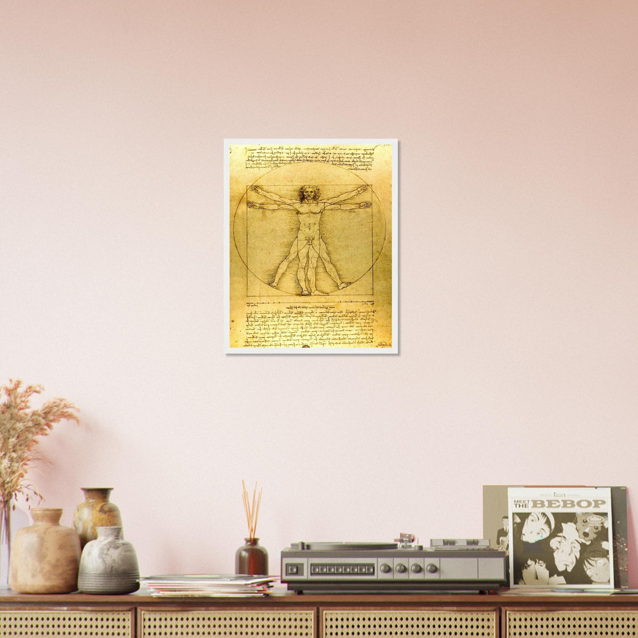 Vitruvian Man Framed Print, Leonardo Da Vinci 1490, Vintage Vitruvian Man Framed Print - WallArtPrints4U