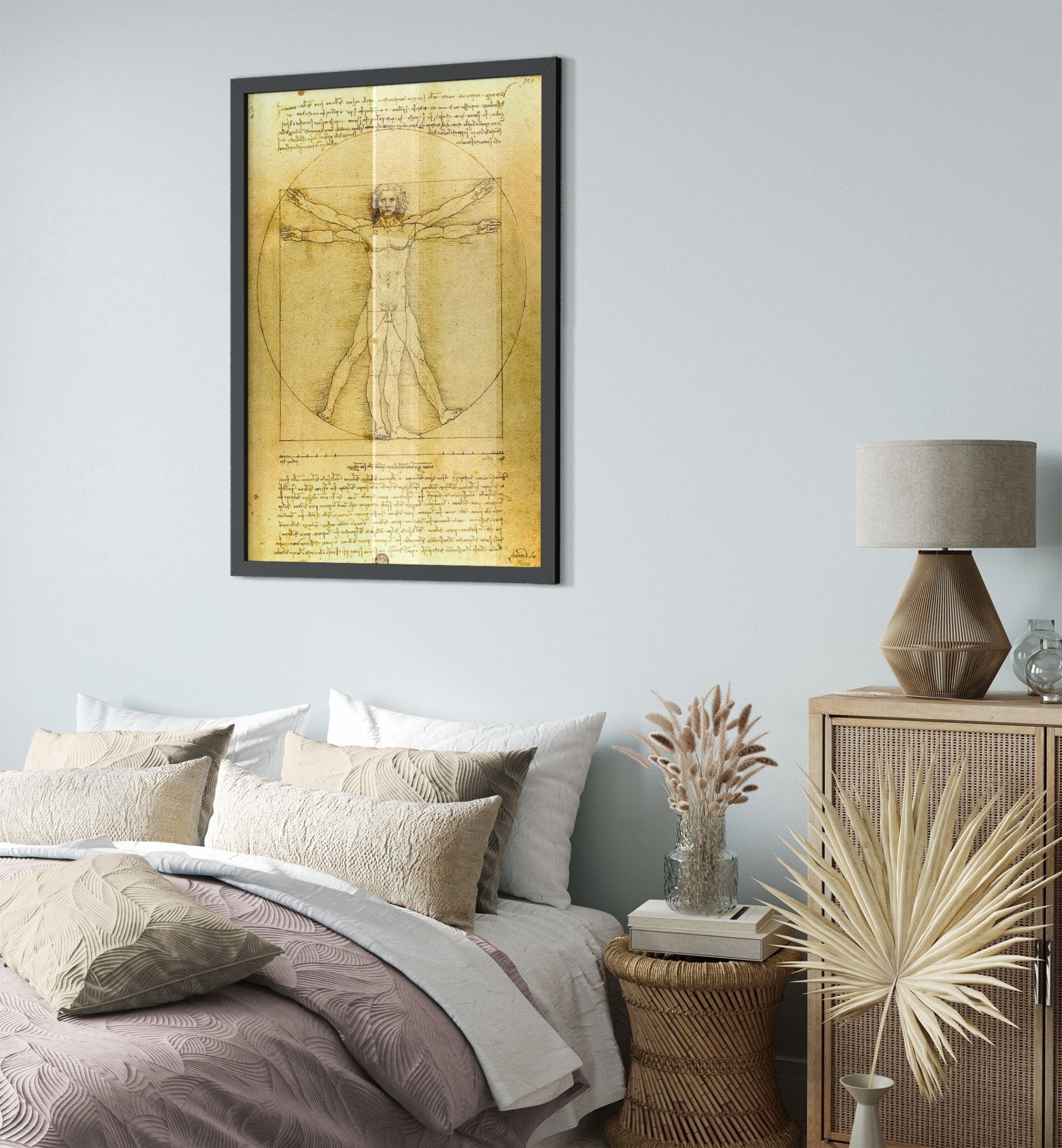 Vitruvian Man Framed Print, Leonardo Da Vinci 1490, Vintage Vitruvian Man Framed Print - WallArtPrints4U