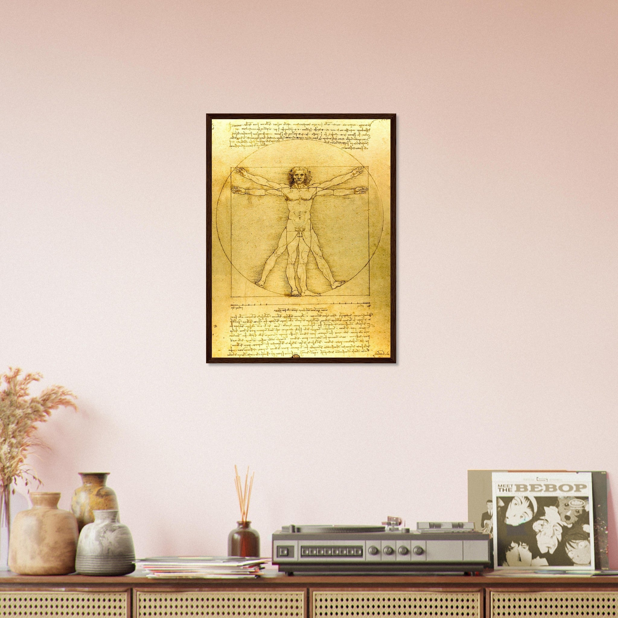 Vitruvian Man Framed Print, Leonardo Da Vinci 1490, Vintage Vitruvian Man Framed Print - WallArtPrints4U