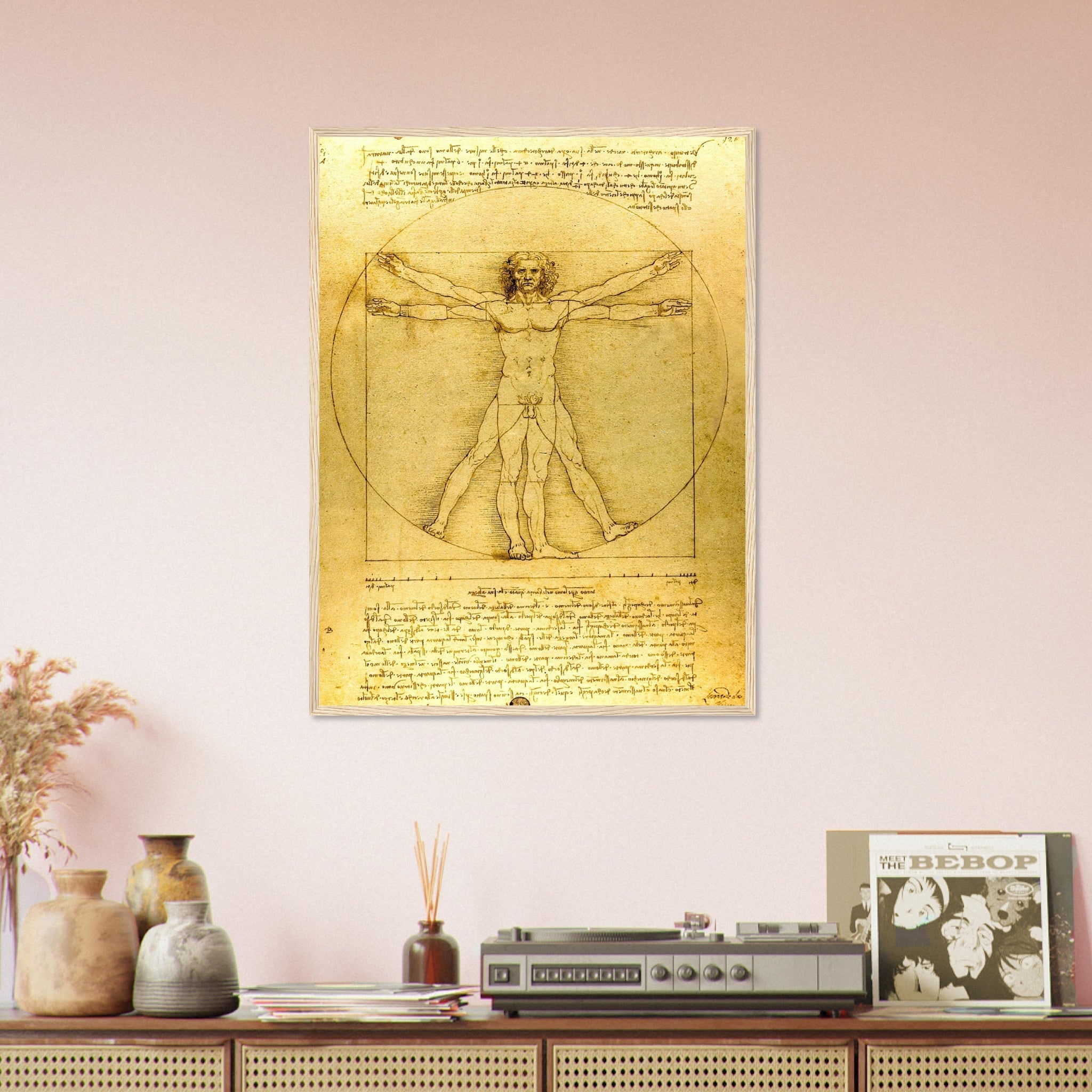 Vitruvian Man Framed Print, Leonardo Da Vinci 1490, Vintage Vitruvian Man Framed Print - WallArtPrints4U