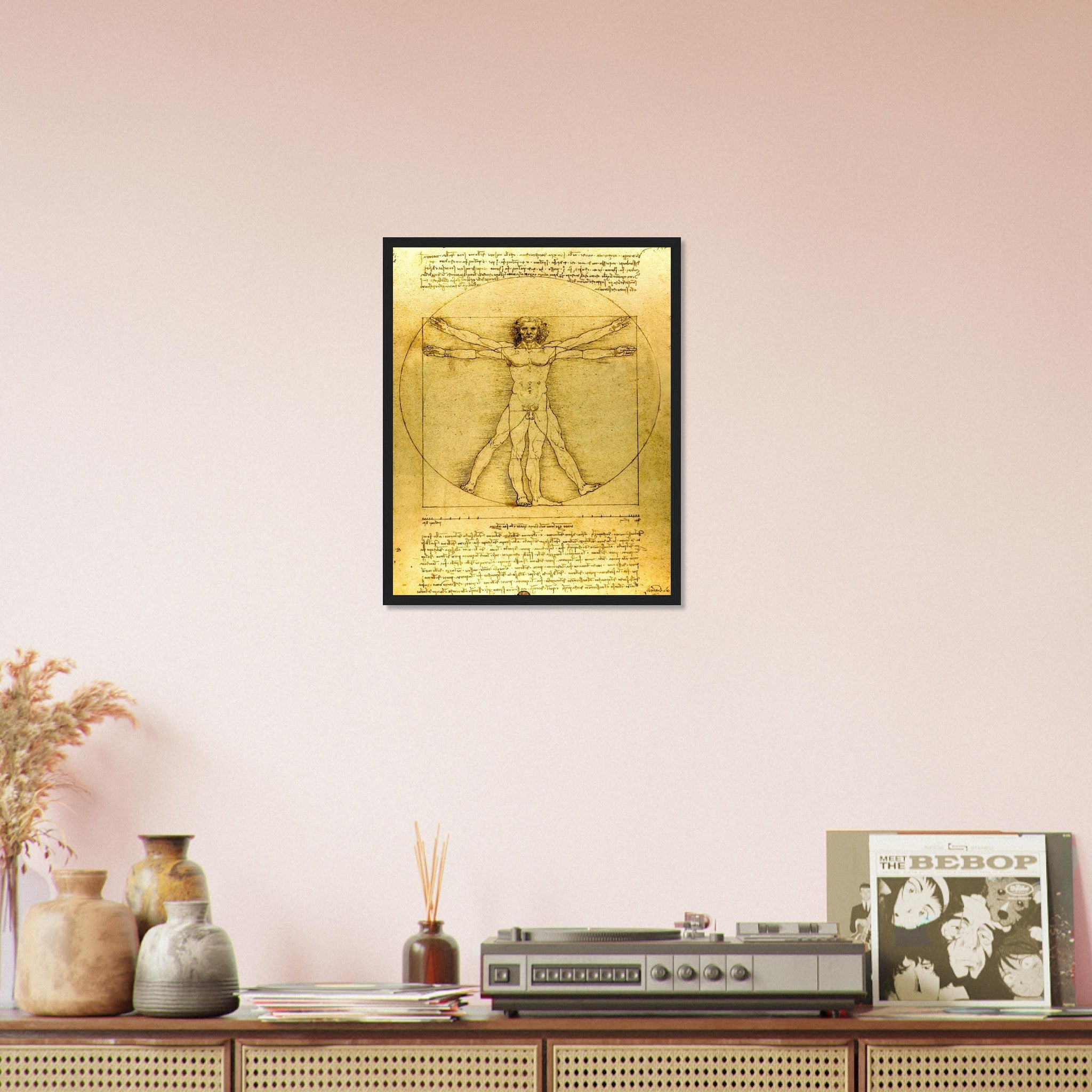 Vitruvian Man Framed Print, Leonardo Da Vinci 1490, Vintage Vitruvian Man Framed Print - WallArtPrints4U