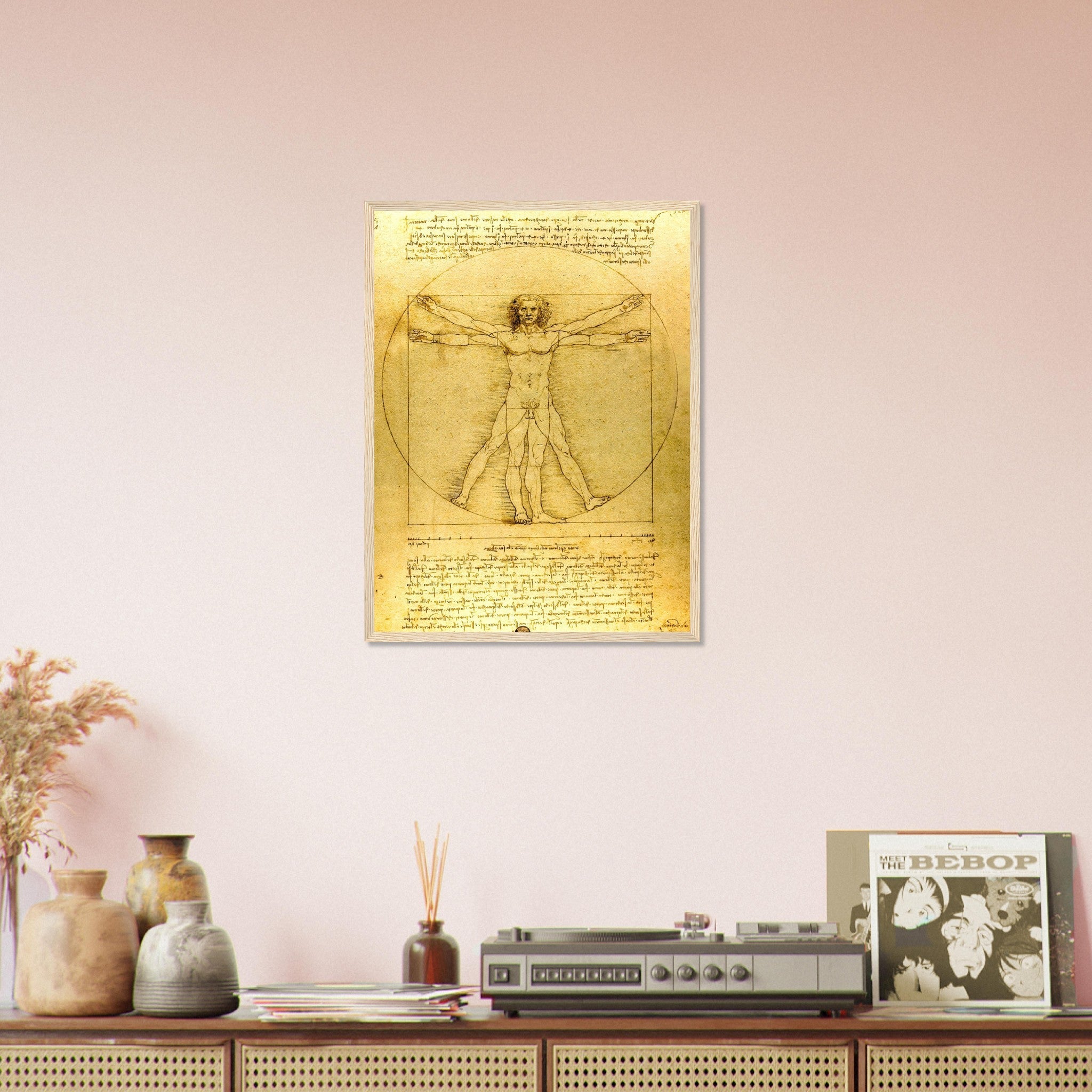 Vitruvian Man Framed Print, Leonardo Da Vinci 1490, Vintage Vitruvian Man Framed Print - WallArtPrints4U