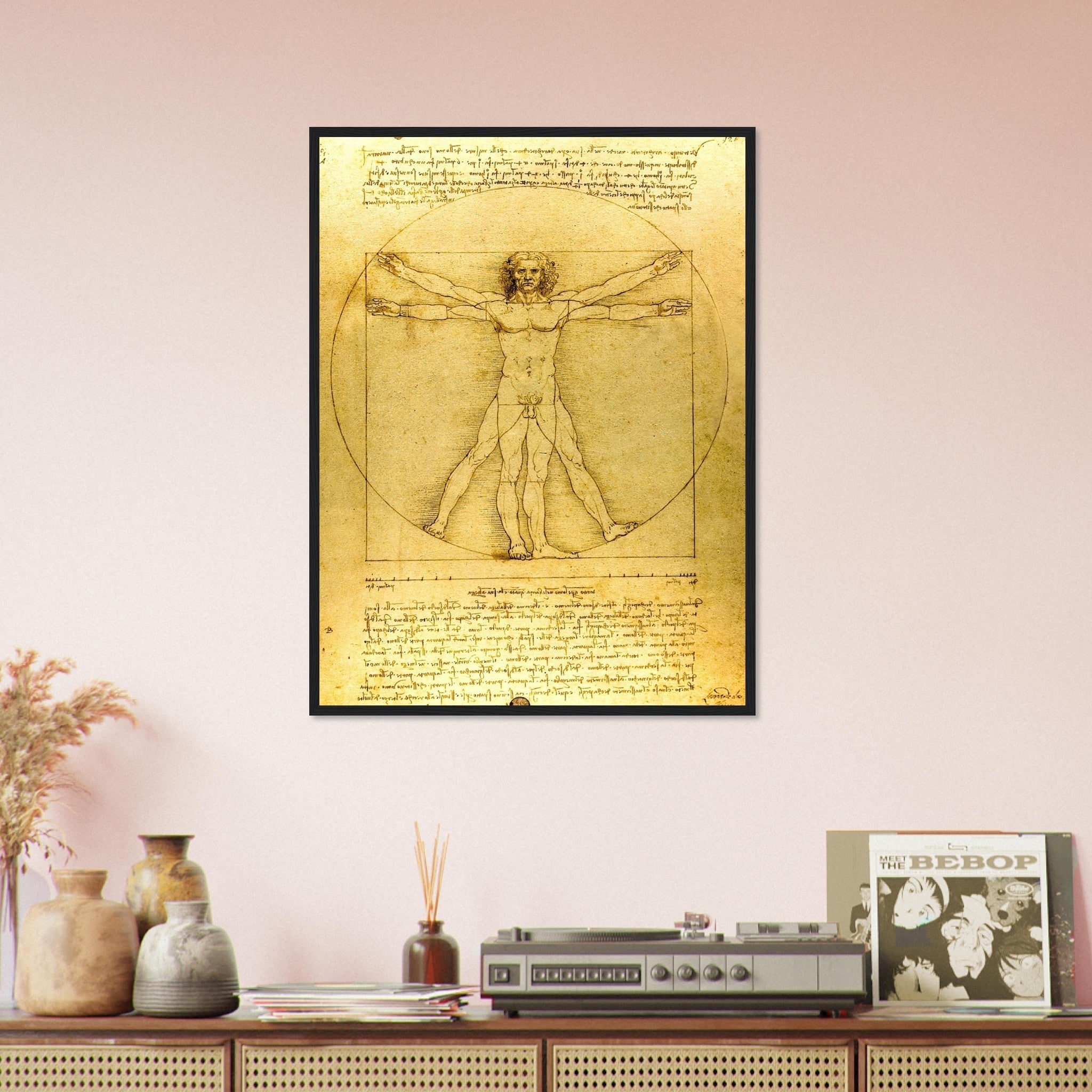 Vitruvian Man Framed Print, Leonardo Da Vinci 1490, Vintage Vitruvian Man Framed Print - WallArtPrints4U