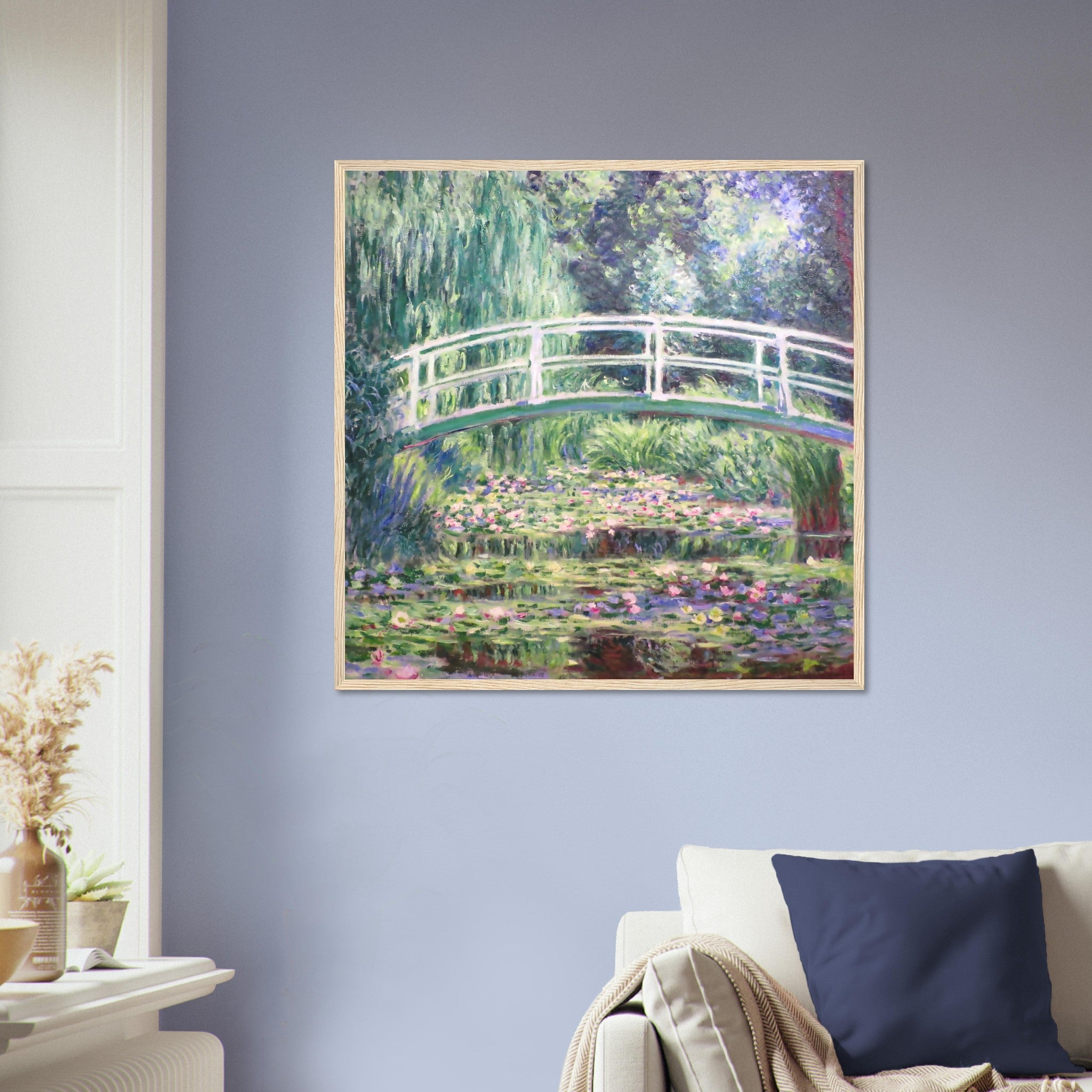 Water Lily Pond Framed Print, Japanese Bridge Over A Pond Of Water Lilies - Water Lily Pond Print - Claude Monet - WallArtPrints4U