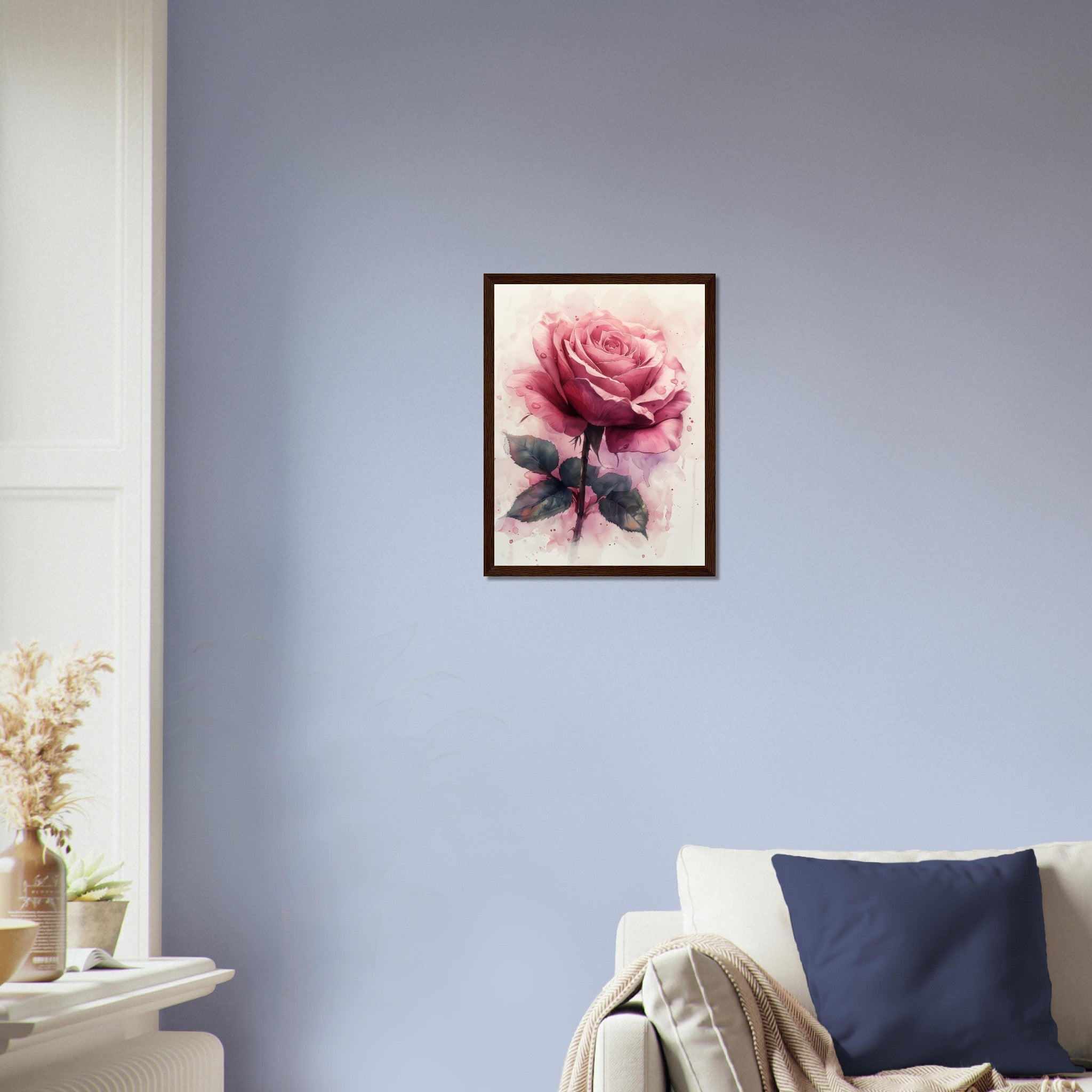 Watercolour Rose Framed Poster Print, Available In Different Coloured Frames - WallArtPrints4U