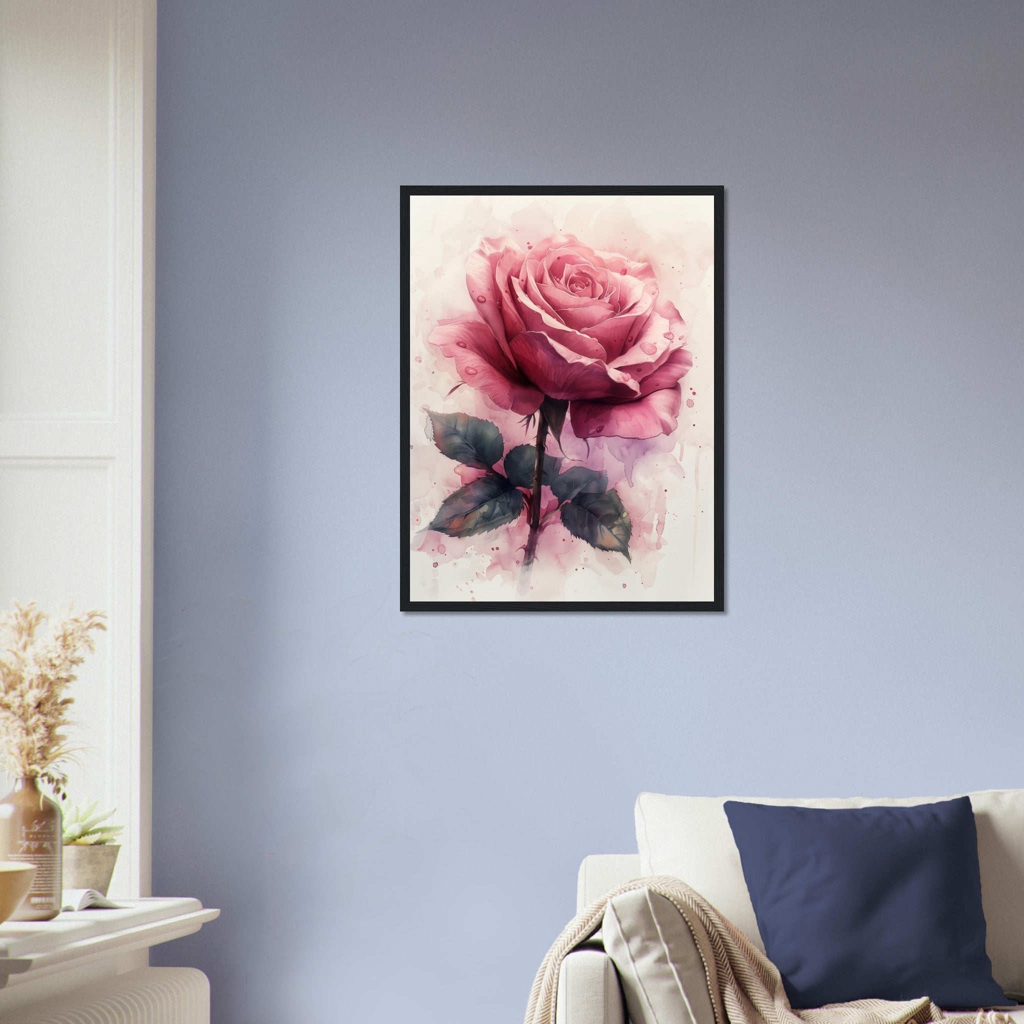 Watercolour Rose Framed Poster Print, Available In Different Coloured Frames - WallArtPrints4U