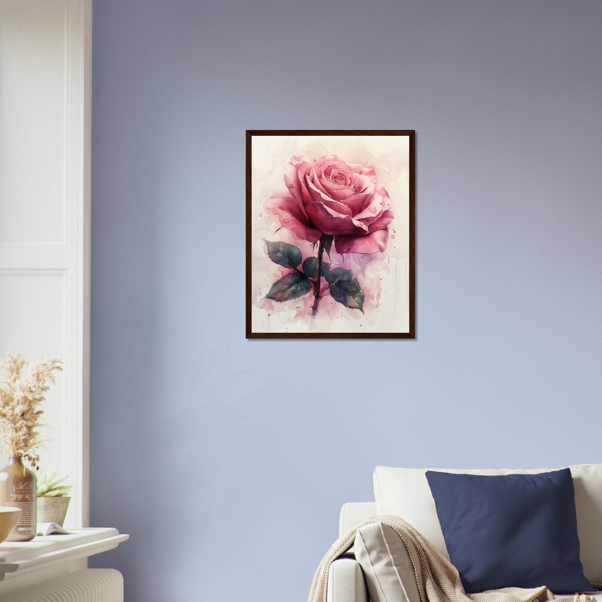 Watercolour Rose Framed Poster Print, Available In Different Coloured Frames - WallArtPrints4U