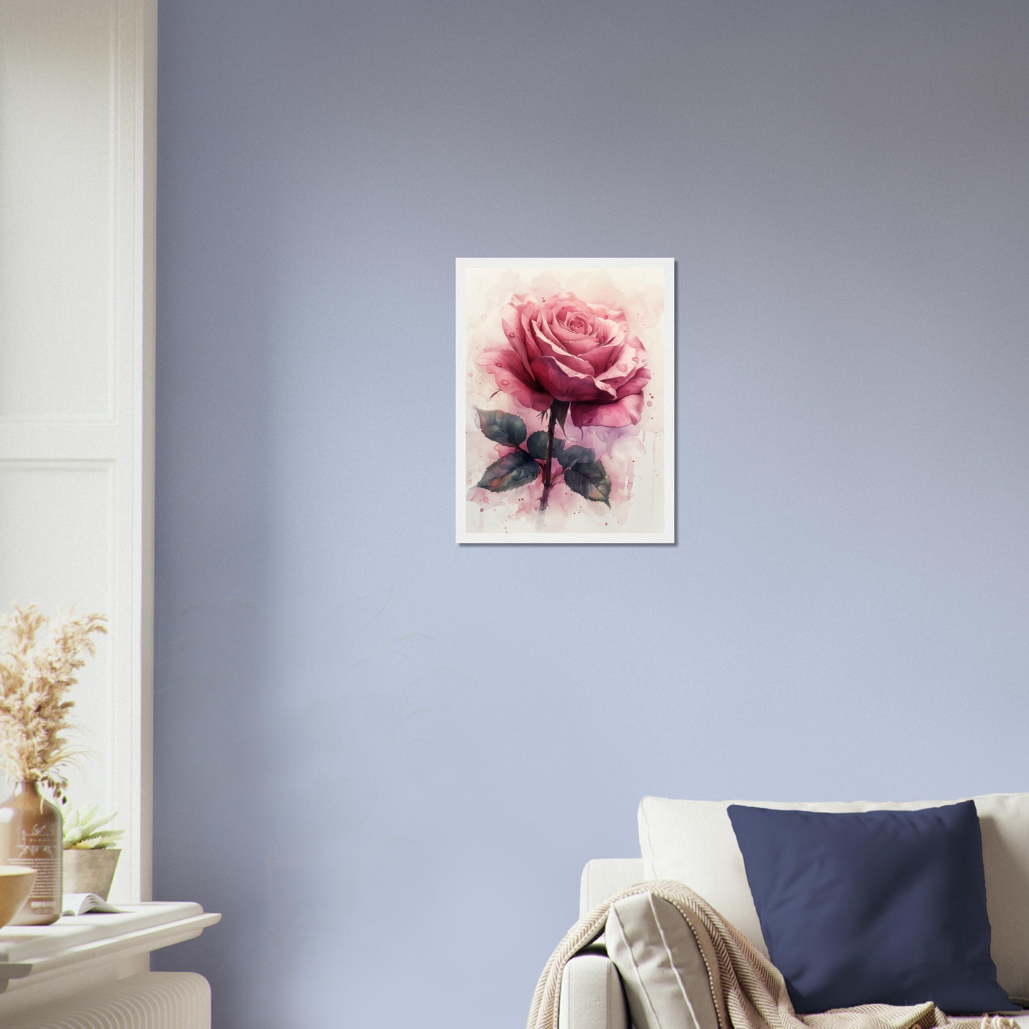 Watercolour Rose Framed Poster Print, Available In Different Coloured Frames - WallArtPrints4U