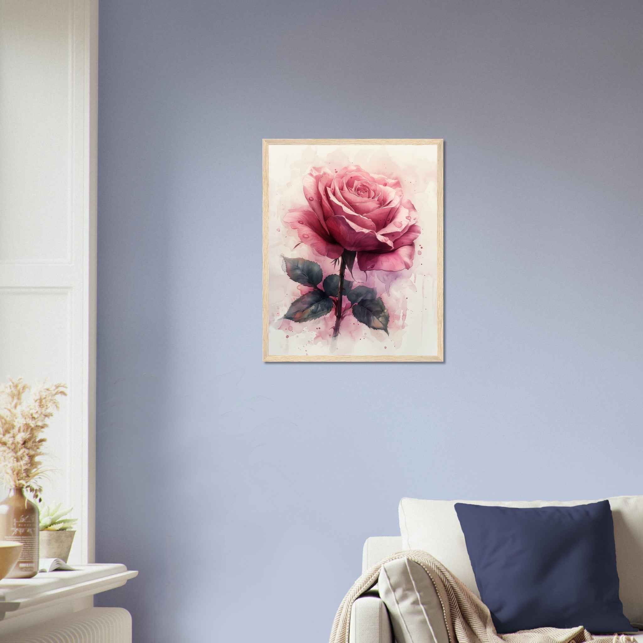 Watercolour Rose Framed Poster Print, Available In Different Coloured Frames - WallArtPrints4U