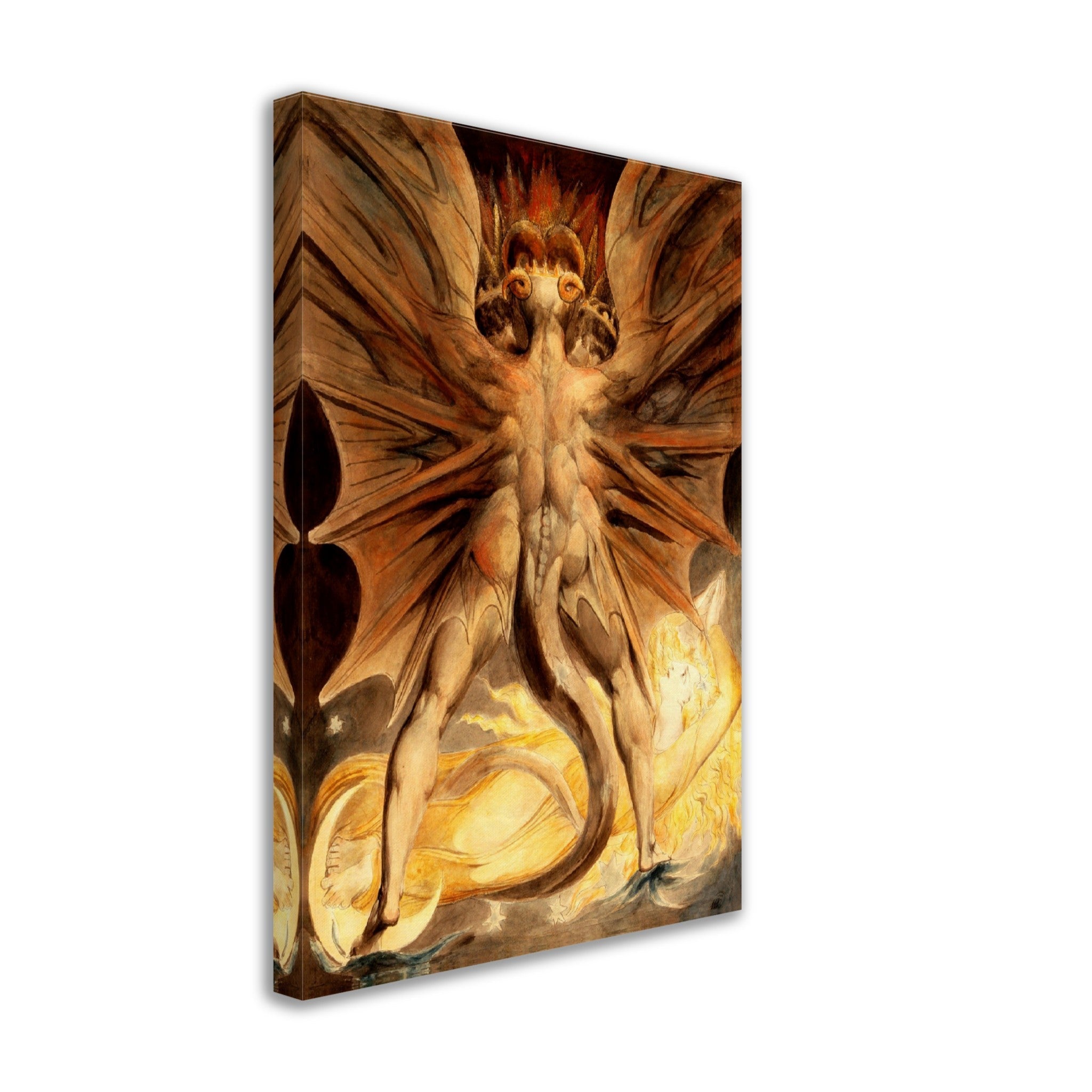 William Blake Canvas, The Great Red Dragon And The Woman Clothed In The Sun 1st Painting - WallArtPrints4U
