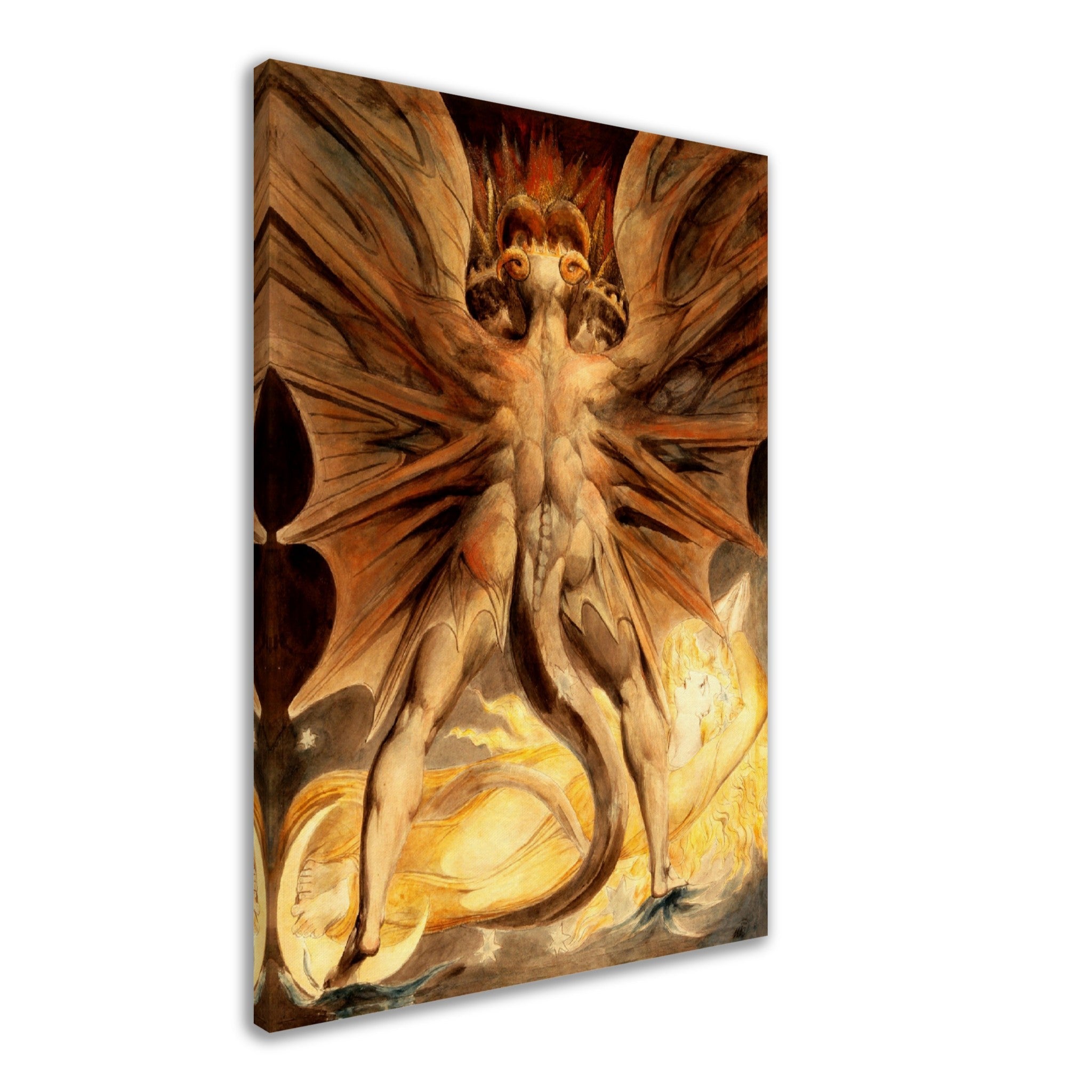 William Blake Canvas, The Great Red Dragon And The Woman Clothed In The Sun 1st Painting - WallArtPrints4U