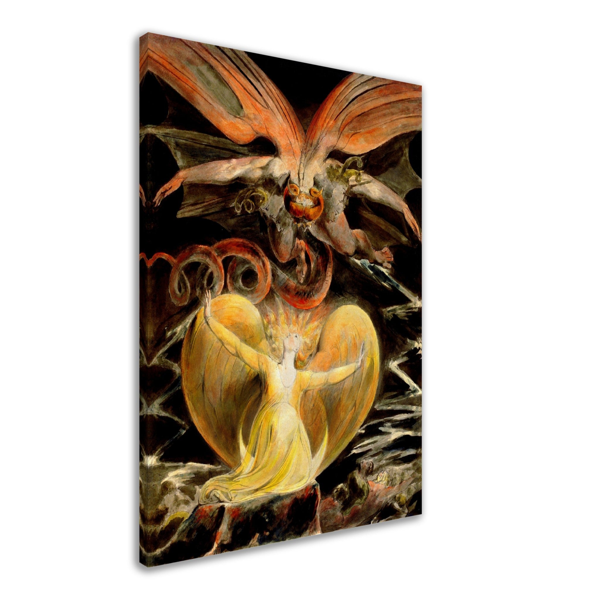 William Blake Canvas, The Great Red Dragon And The Woman Clothed In The Sun 2nd Painting - WallArtPrints4U