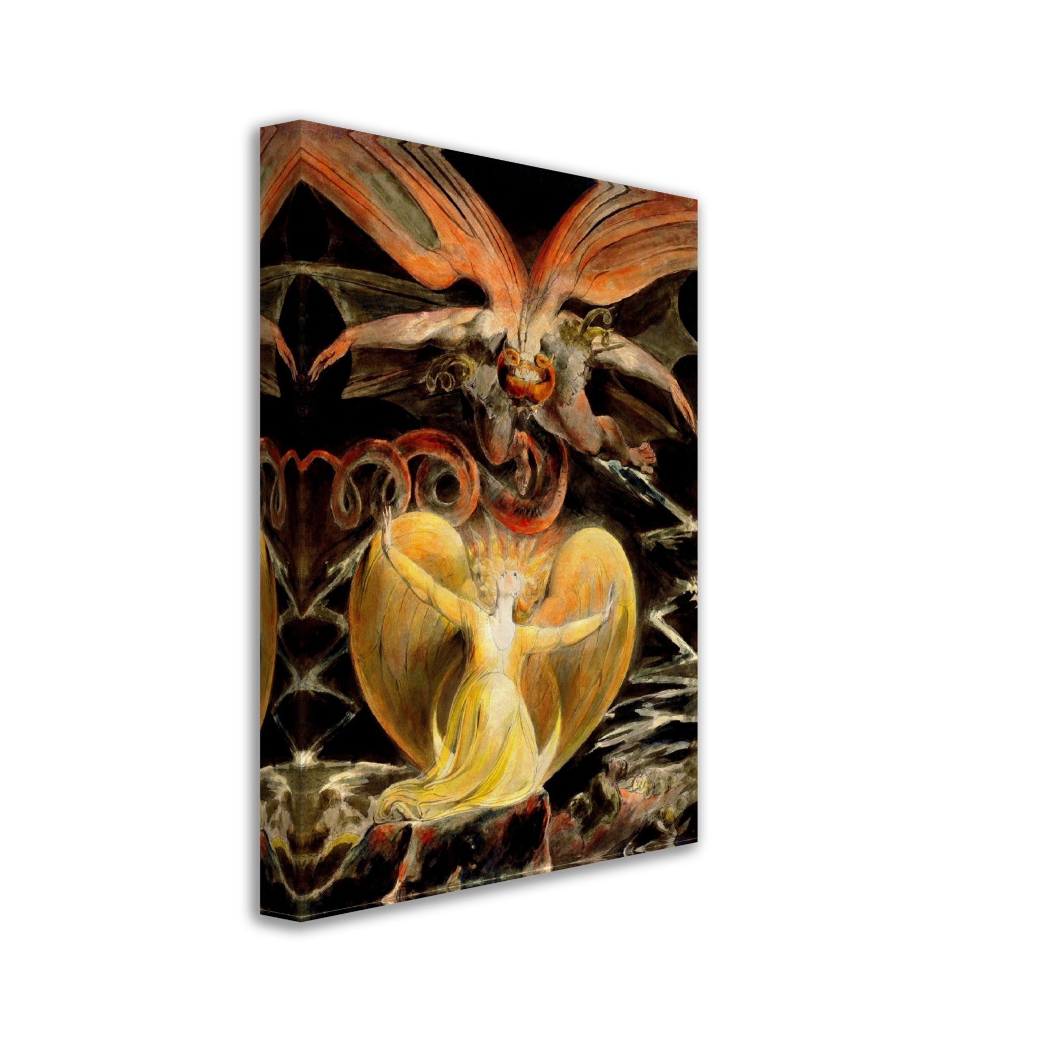 William Blake Canvas, The Great Red Dragon And The Woman Clothed In The Sun 2nd Painting - WallArtPrints4U