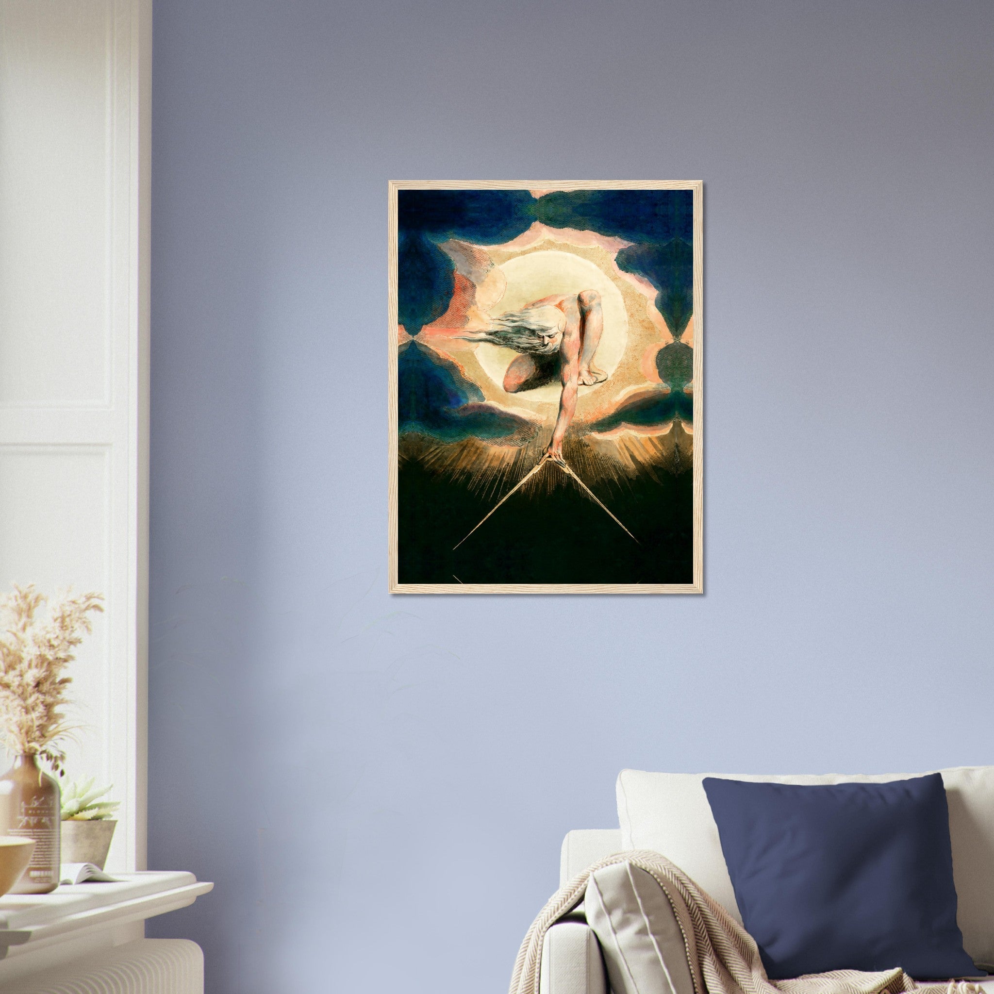 William Blake Framed Print, Ancient Of Days - William Blake Print - Urizen With Compass Imposes Rational Order - WallArtPrints4U