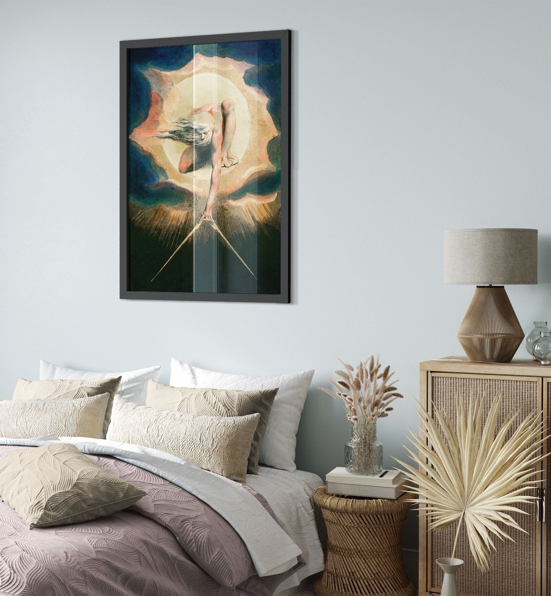 William Blake Framed Print, Ancient Of Days - William Blake Print - Urizen With Compass Imposes Rational Order - WallArtPrints4U