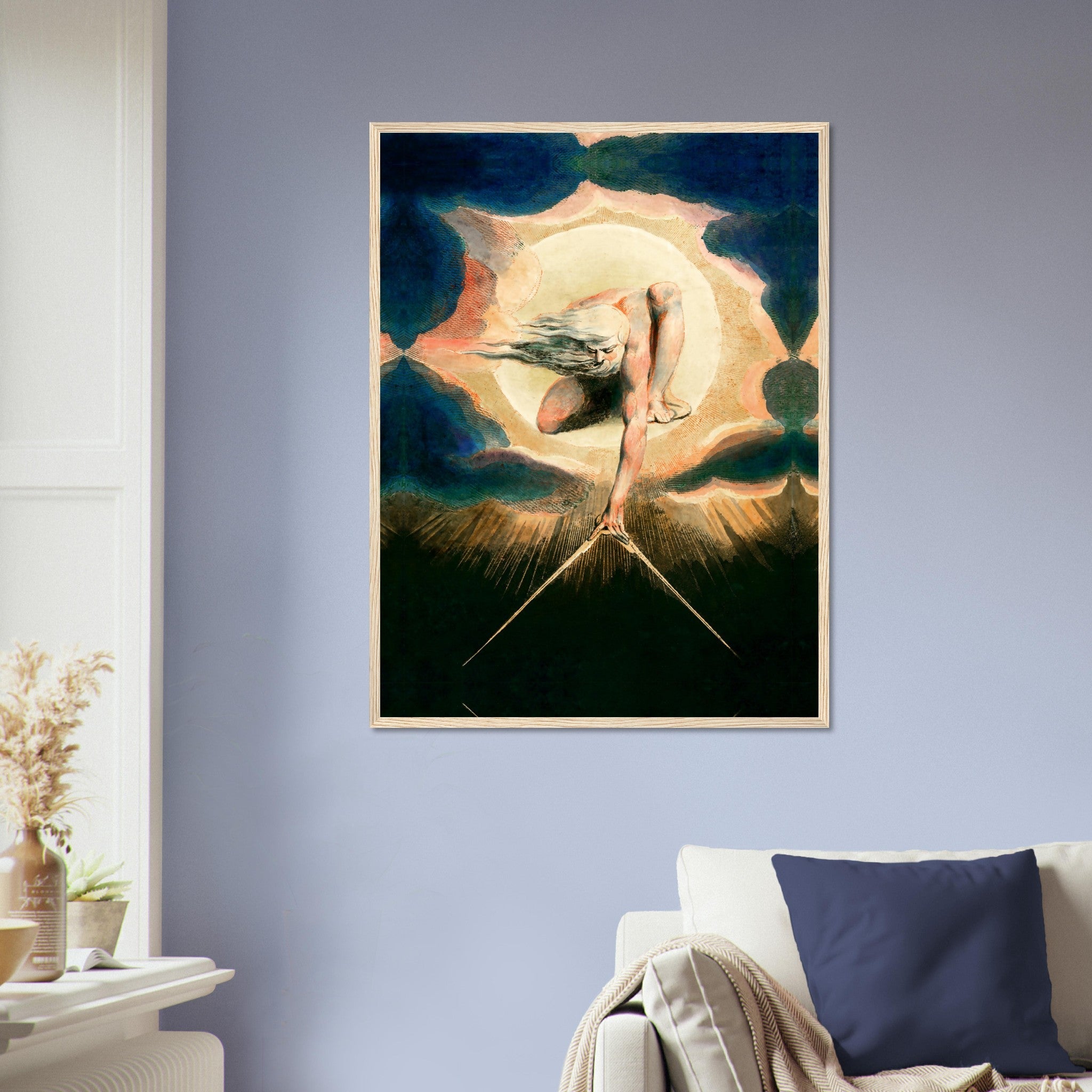 William Blake Framed Print, Ancient Of Days - William Blake Print - Urizen With Compass Imposes Rational Order - WallArtPrints4U