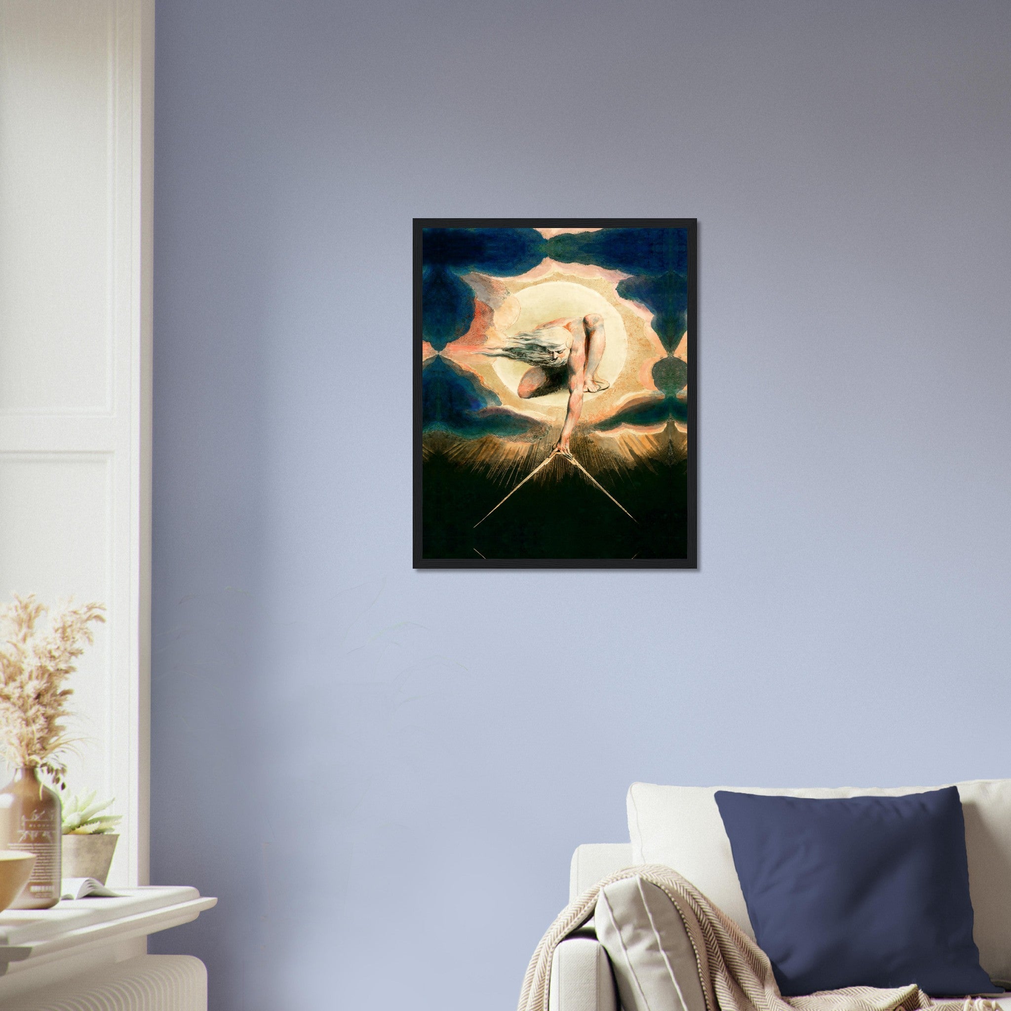 William Blake Framed Print, Ancient Of Days - William Blake Print - Urizen With Compass Imposes Rational Order - WallArtPrints4U