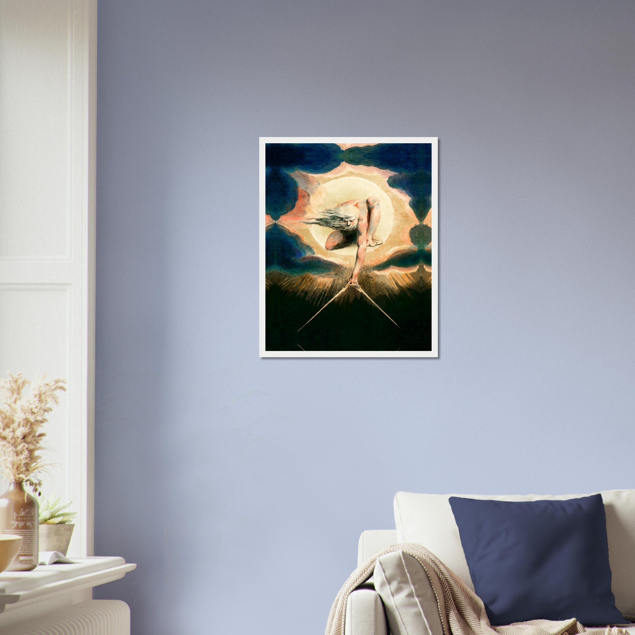 William Blake Framed Print, Ancient Of Days - William Blake Print - Urizen With Compass Imposes Rational Order - WallArtPrints4U